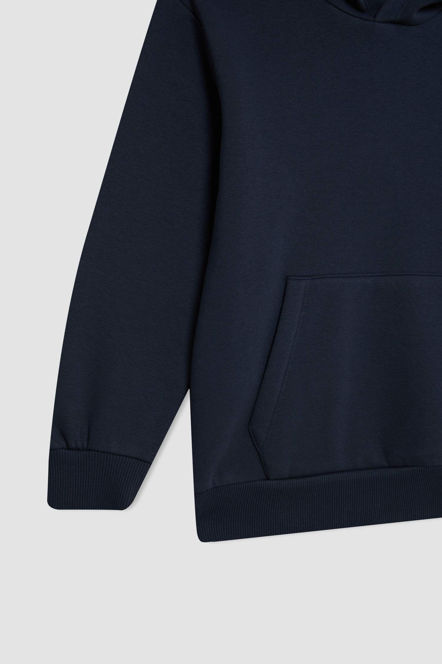 Erkek Çocuk Cepli Kapüşonlu Basic Düz Okul Sweatshirt