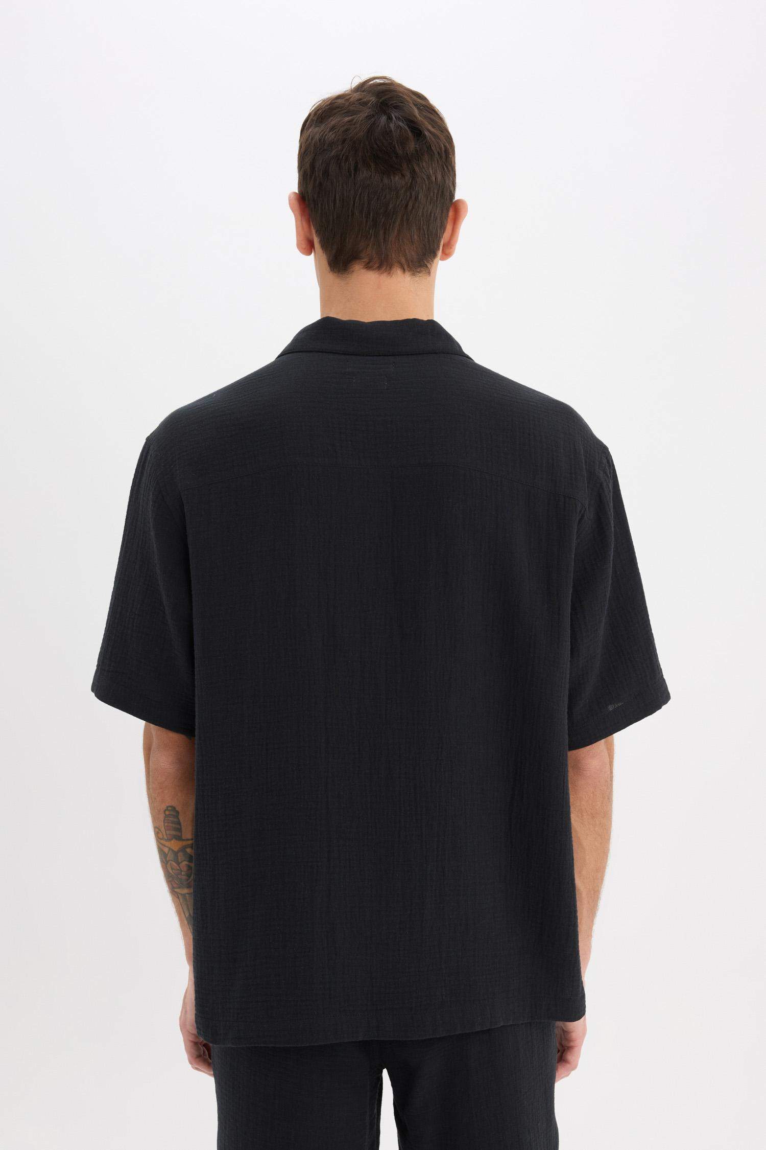 Relax Fit с воротником поло, хлопковая летняя, с коротким рукавом рубашка