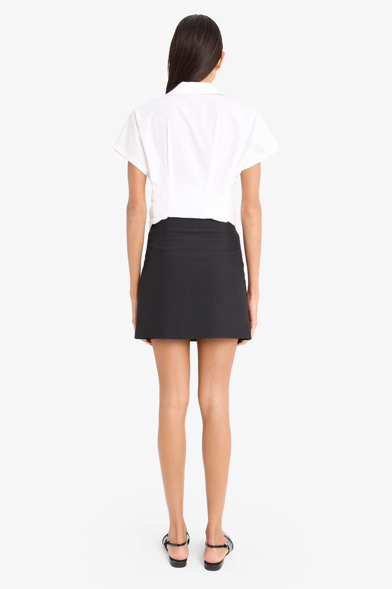 Coool Yüksek Bel Basic Düz Pamuk Astarlı Yırtmaçlı Siyah Mini Şort Etek