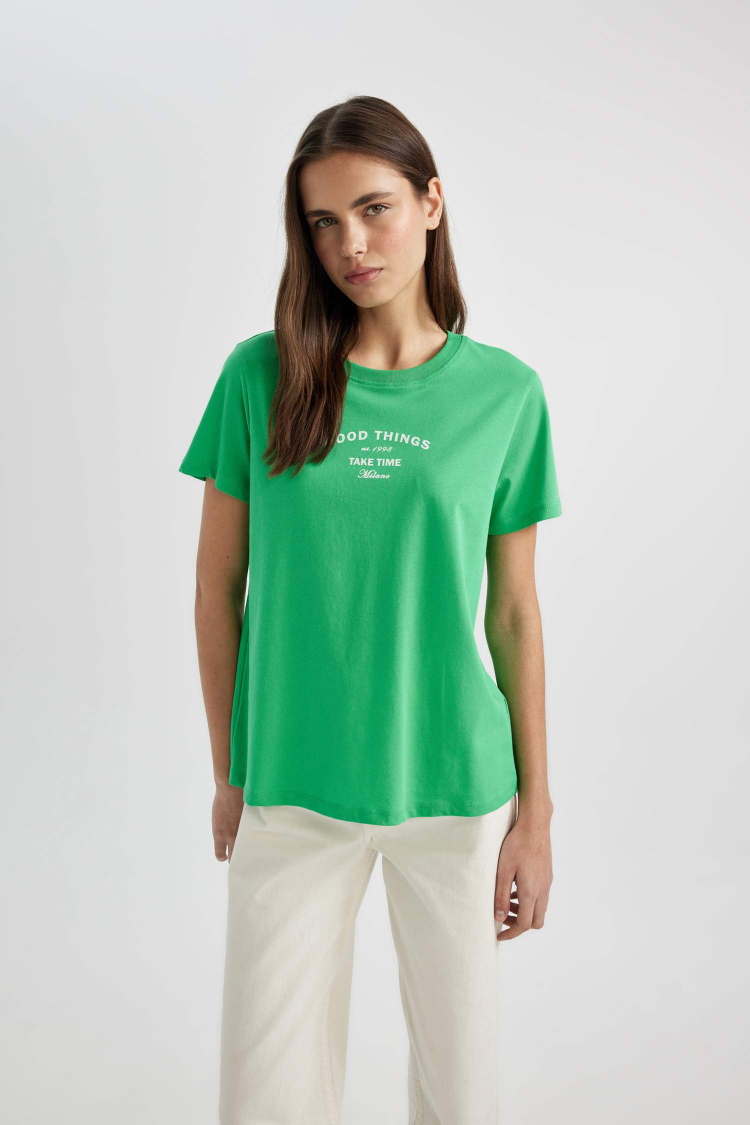 Regular Fit Crew Neck Printed Short Sleeve T-Shirt