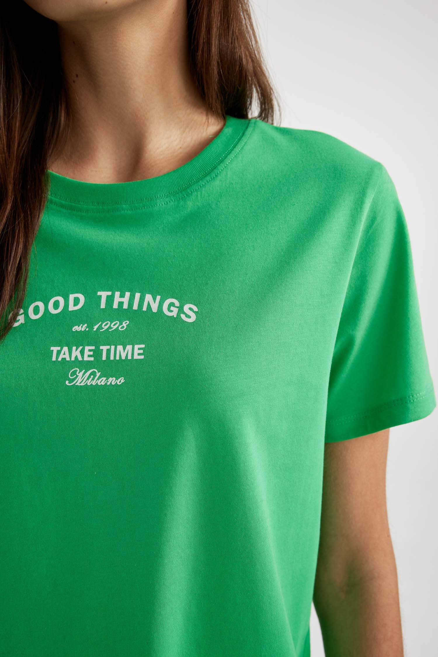 Regular Fit Crew Neck Printed Short Sleeve T-Shirt