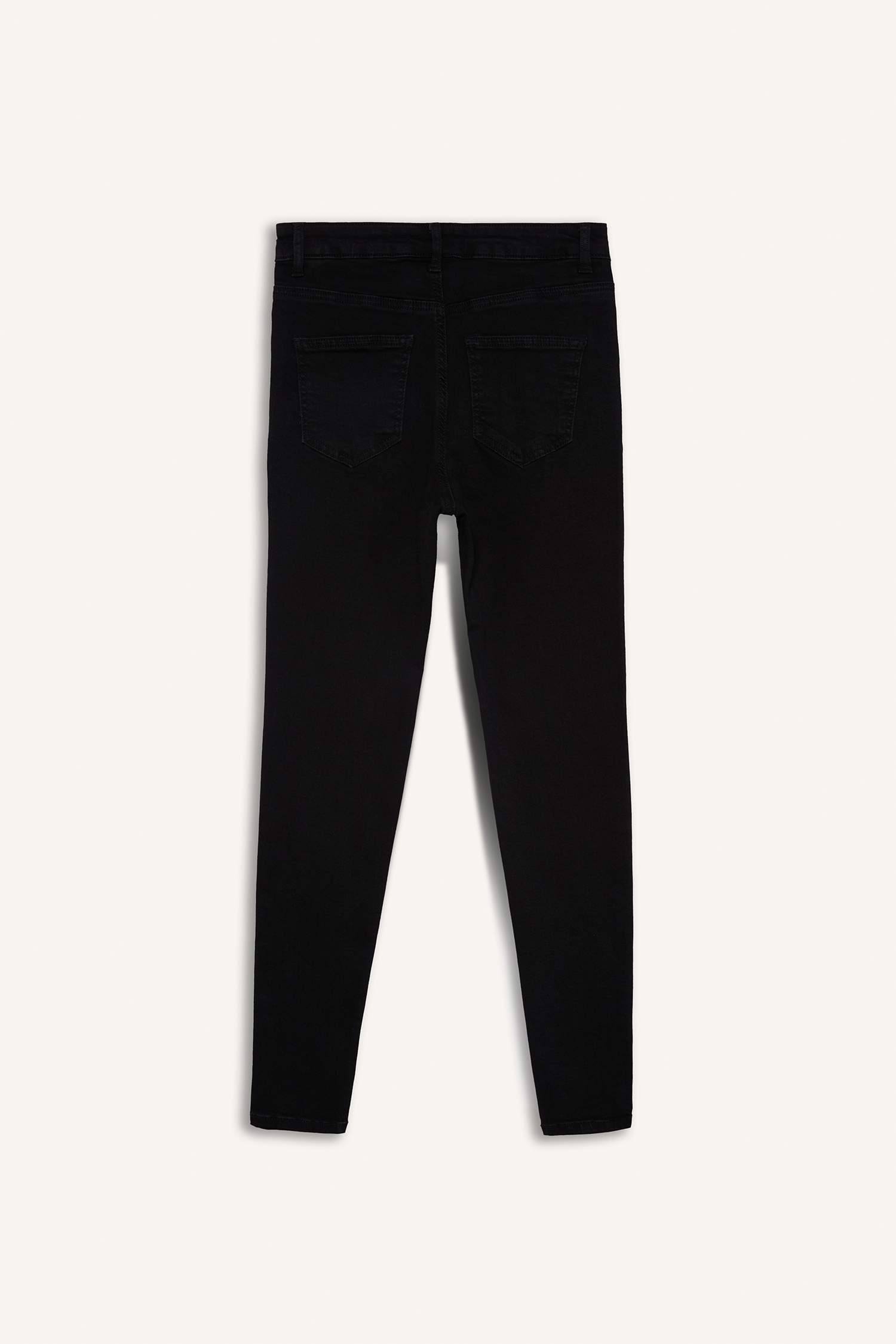 بنطلون جينز سكيني فيت برجل ضيق وخصر عادي