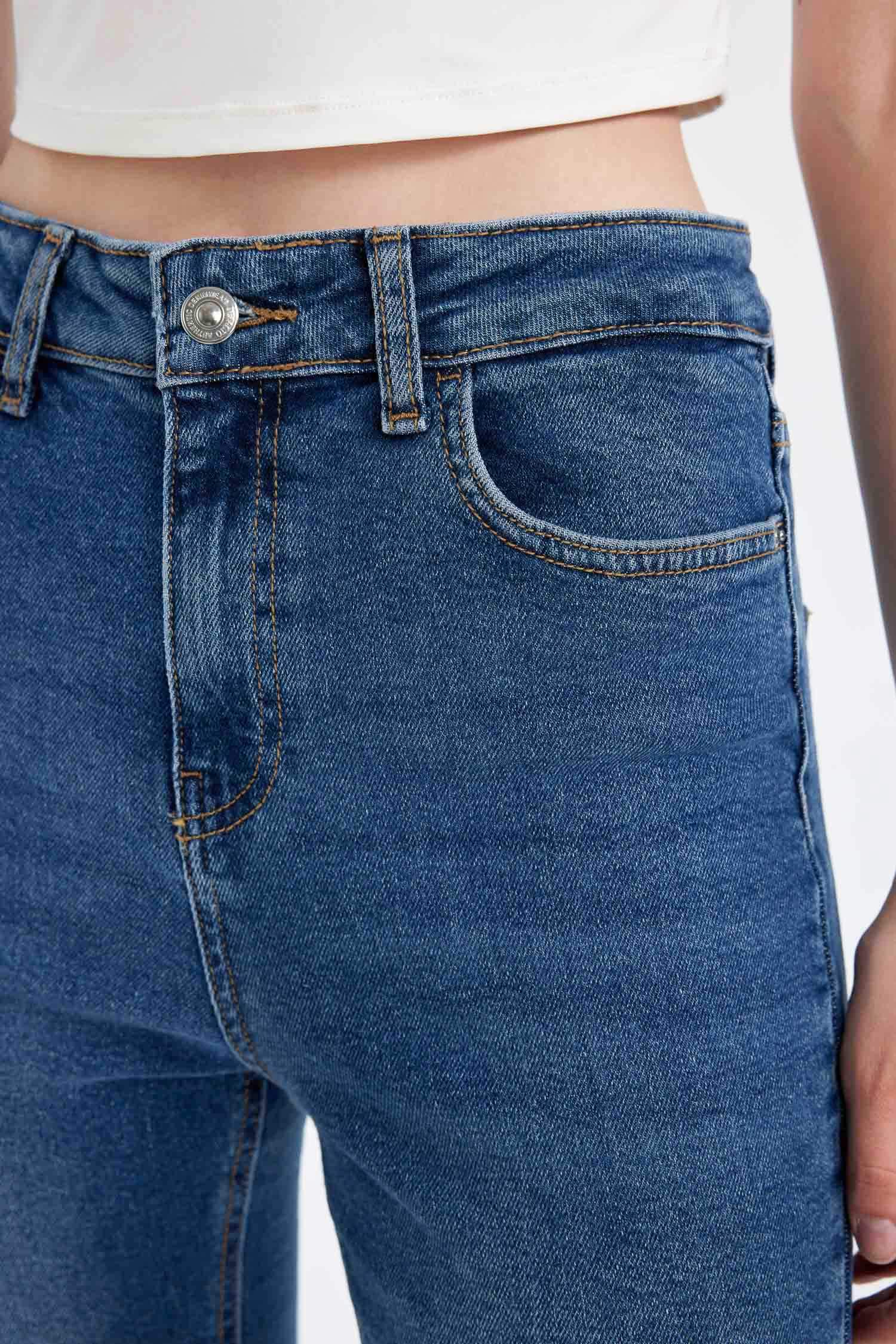 Skinny Fit Yüksek Bel Bilek Boy Jean Pantolon