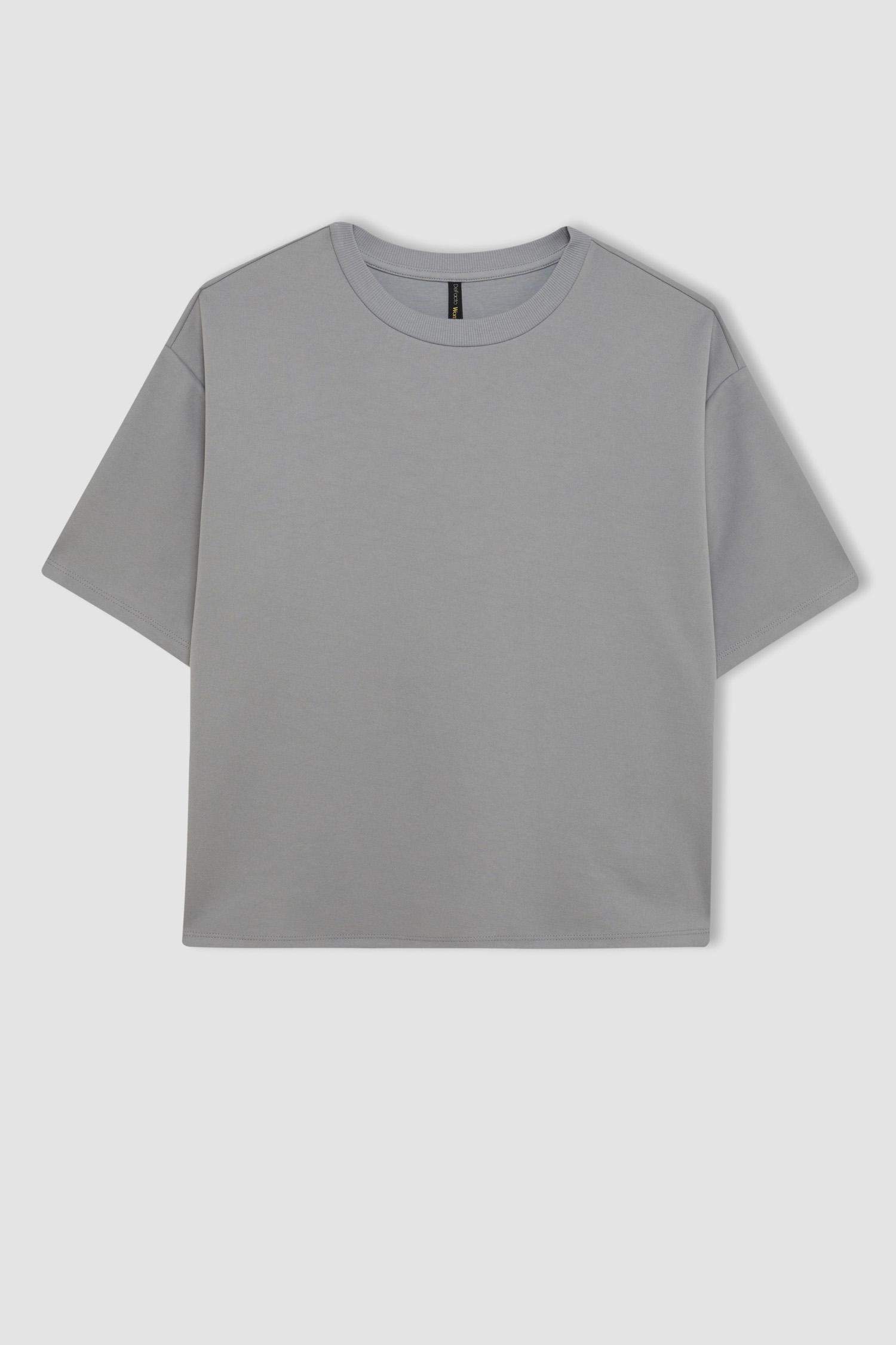 تيشيرت نص ردن جيرسي قصة مريحة بياخة مستديرة