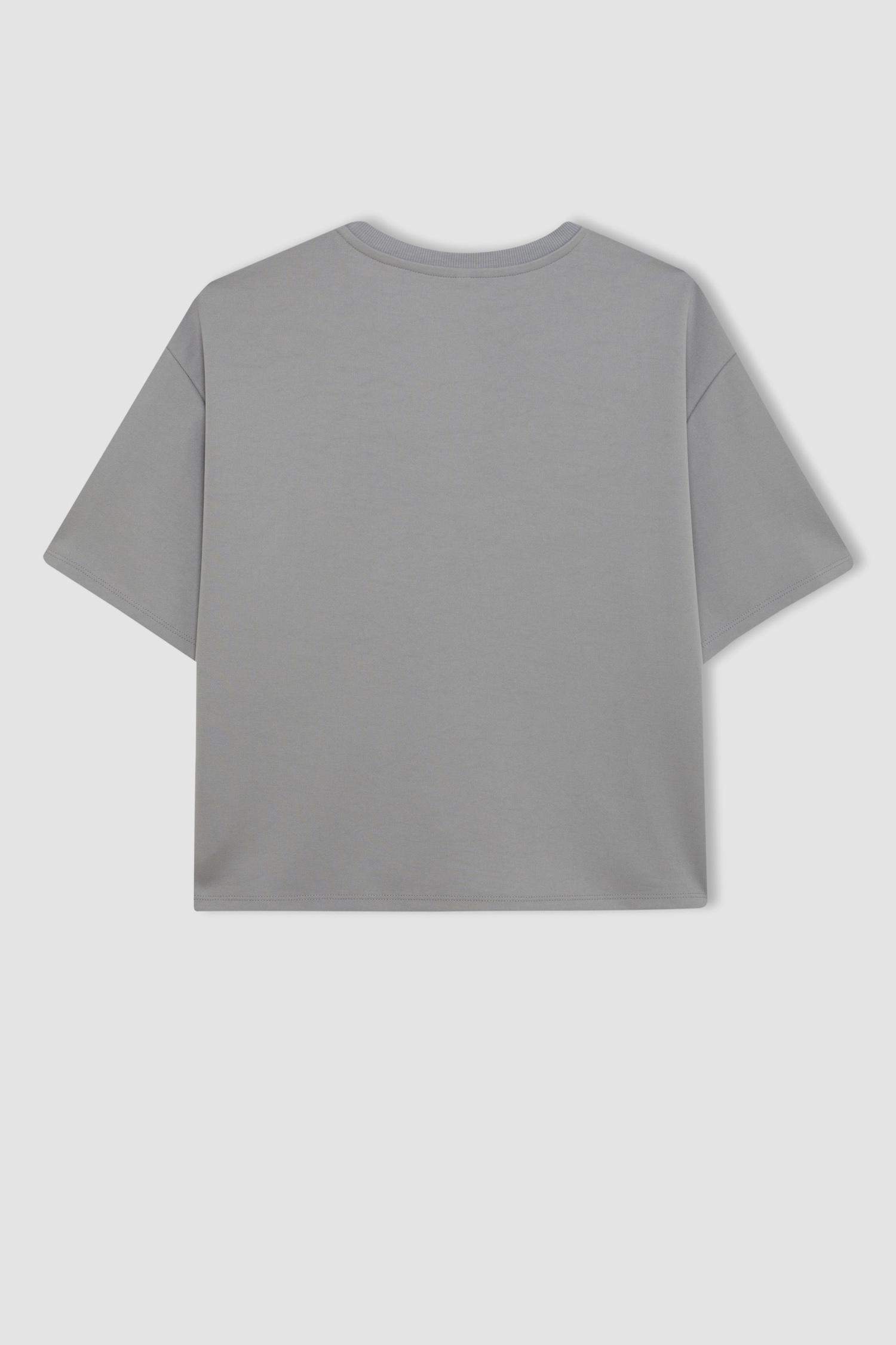 تيشيرت نص ردن جيرسي قصة مريحة بياخة مستديرة