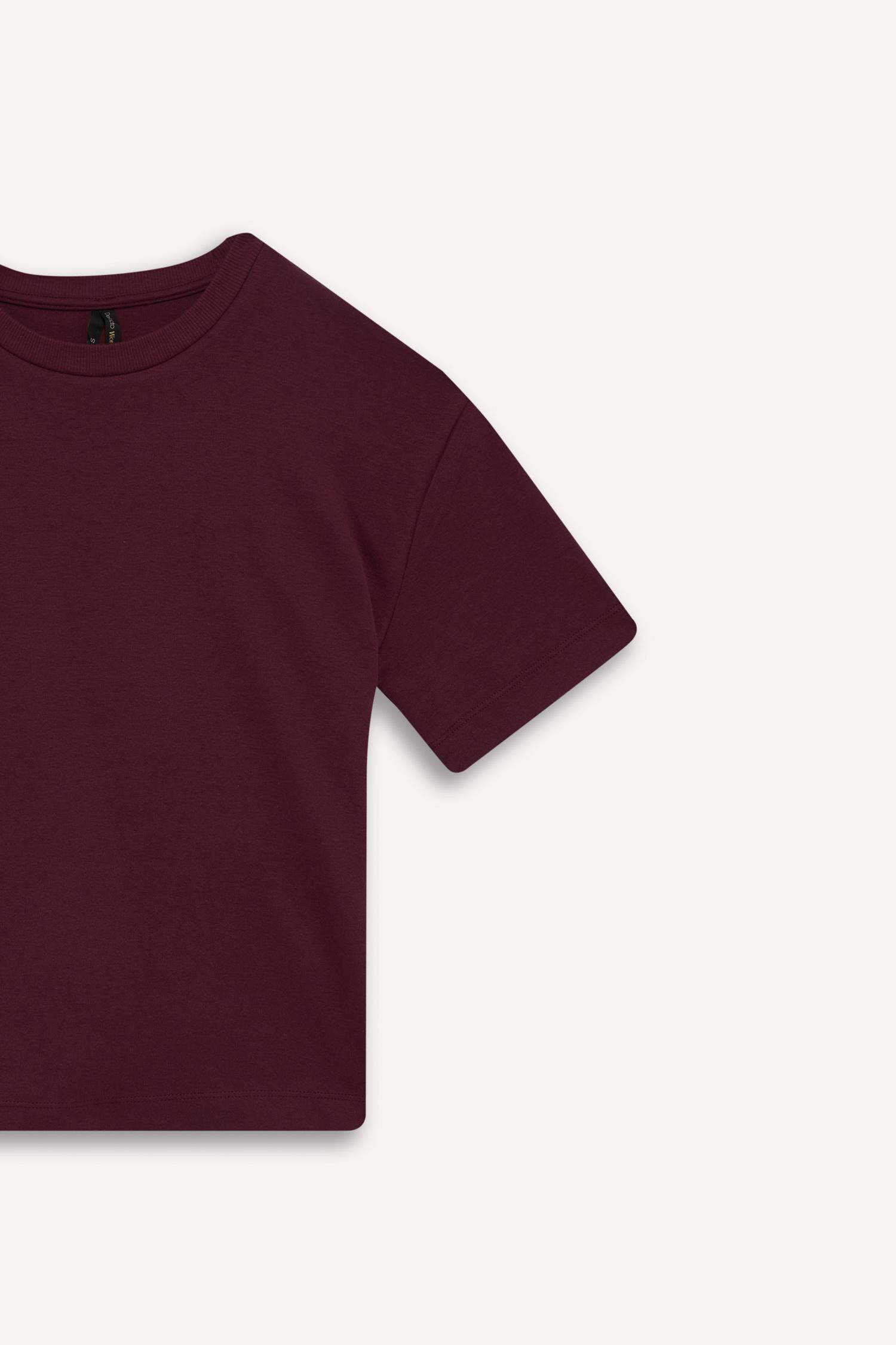 Oversize Geniş Kalıp Bisiklet Yaka Basic Düz Kısa Kollu Tişört