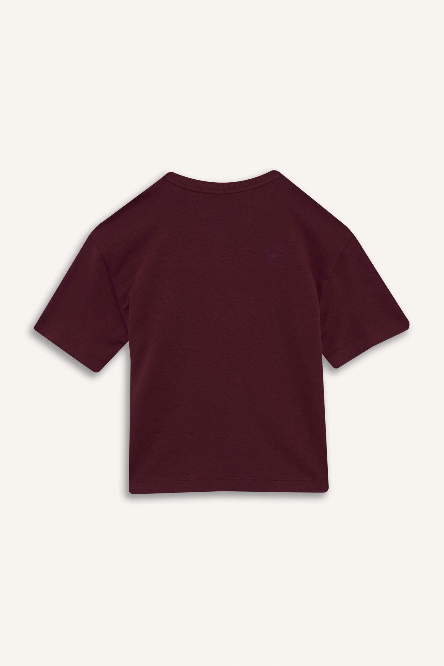 Oversize Geniş Kalıp Bisiklet Yaka Basic Düz Kısa Kollu Tişört