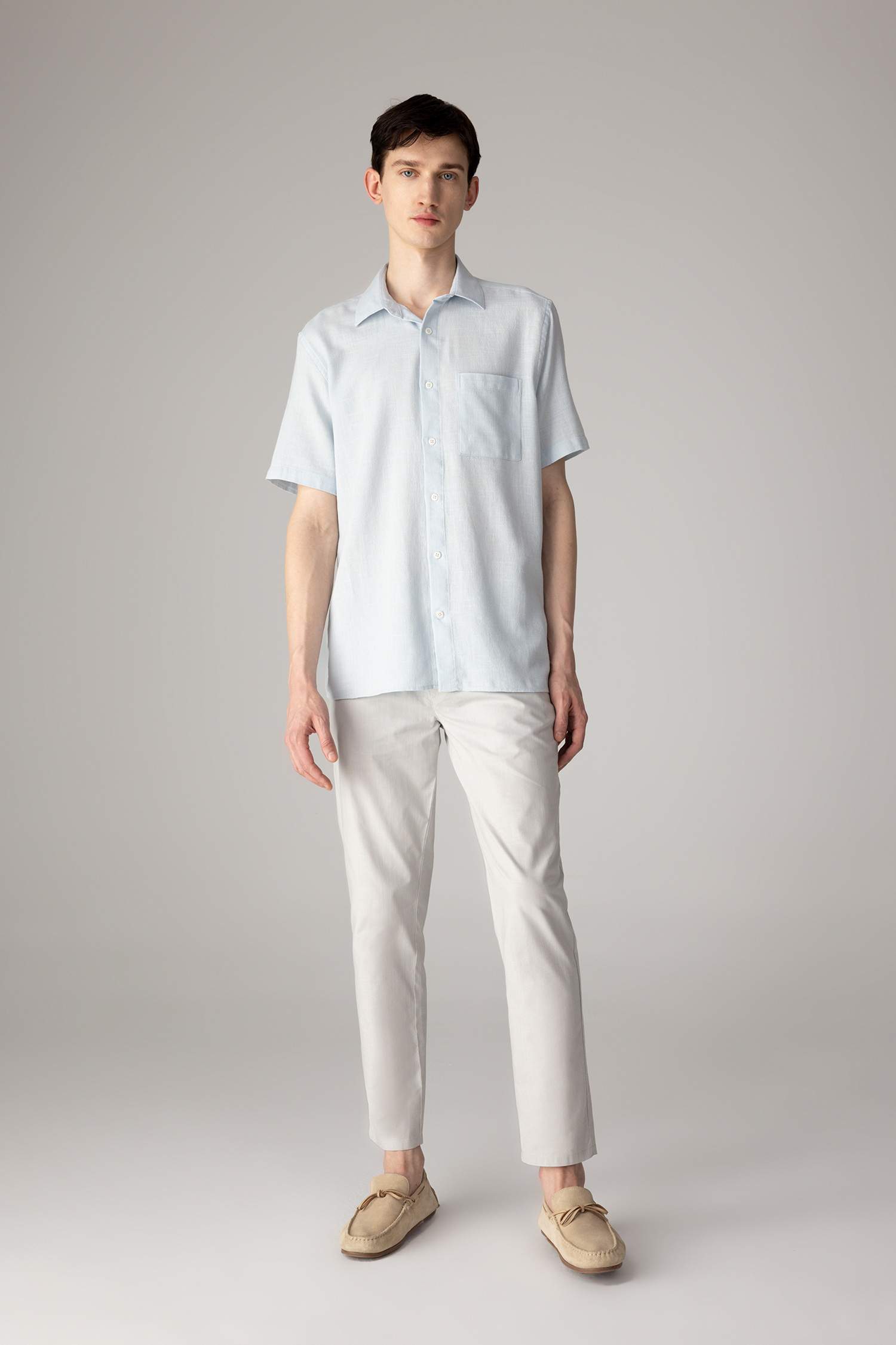 قميص قطن قصة عادية برقبة بولو