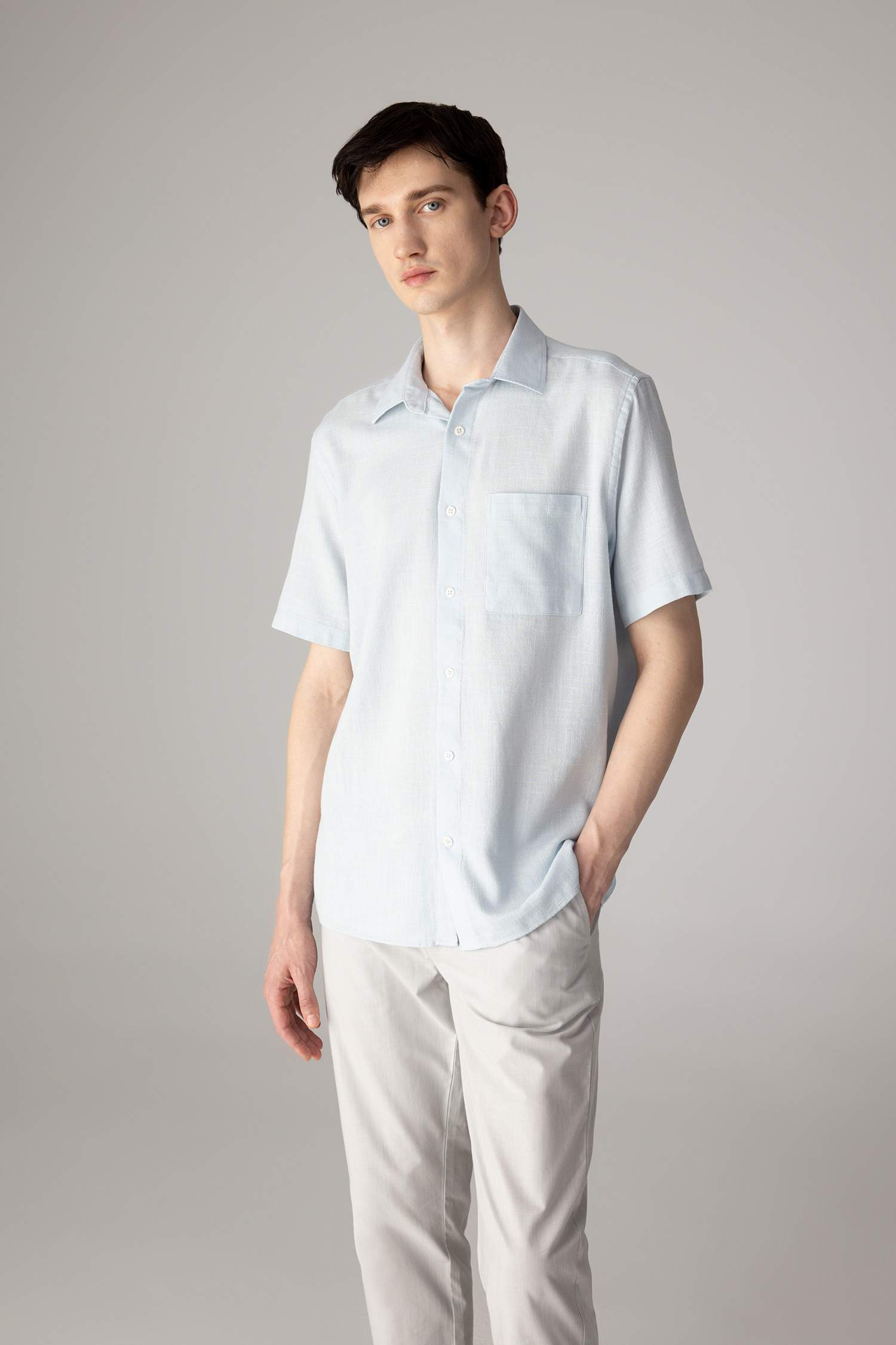 قميص قطن قصة عادية برقبة بولو