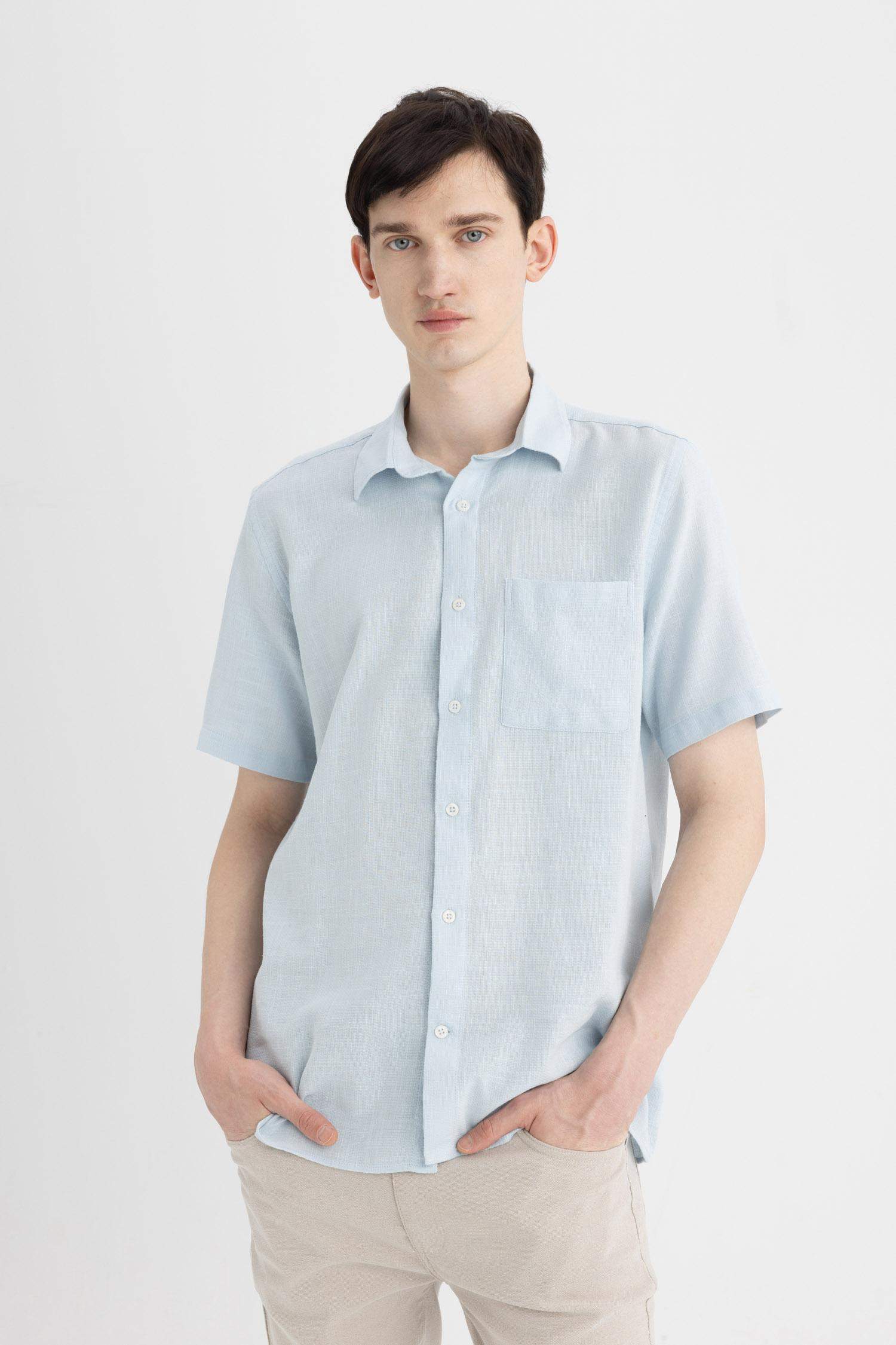 قميص قطن قصة عادية برقبة بولو