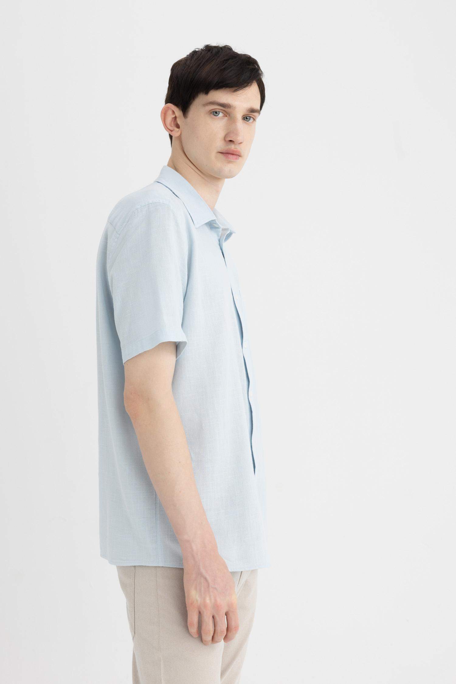 قميص قطن قصة عادية برقبة بولو