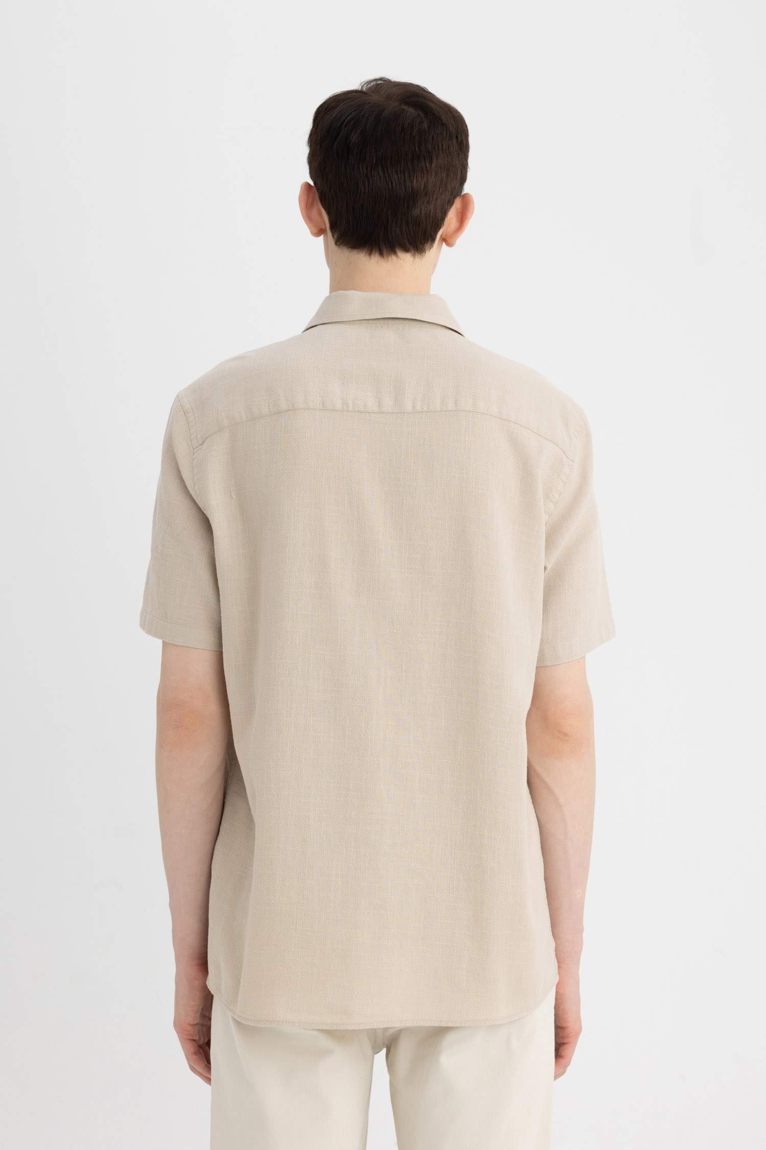 Chemise à manches courtes en coton, col polo, coupe régulière