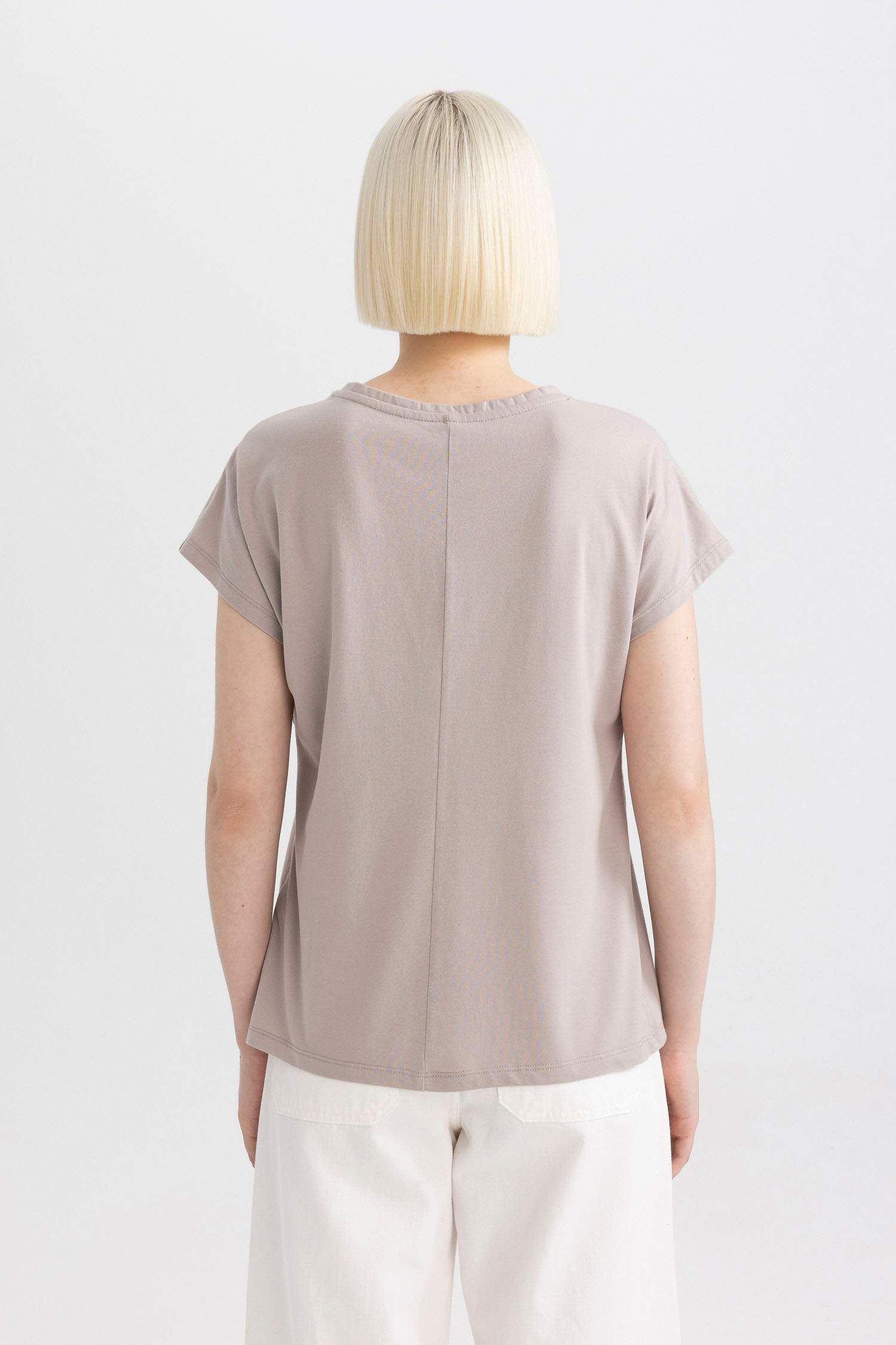 Bisiklet Yaka Puf Baskılı Kısa Kollu Tişört