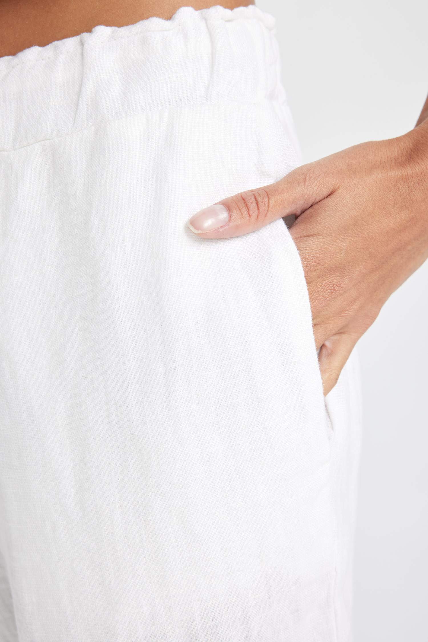 High Waist Short Leg Linen Trousers