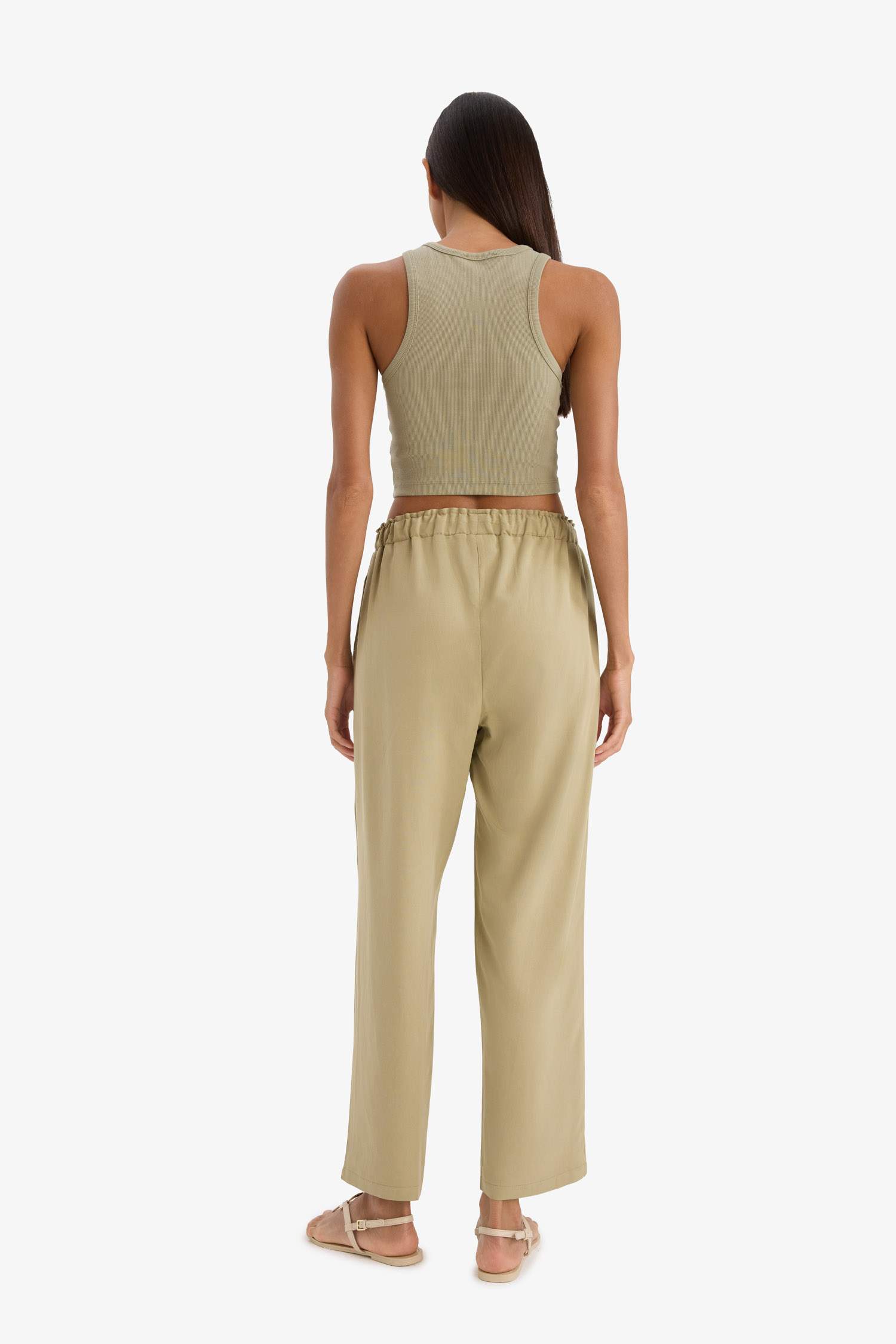 Jogger High Waist Linen Trousers