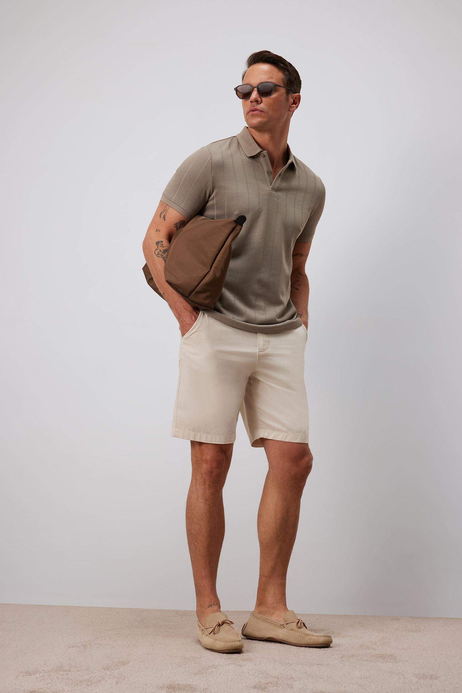 Regular Fit Gabardine Bermuda Shorts