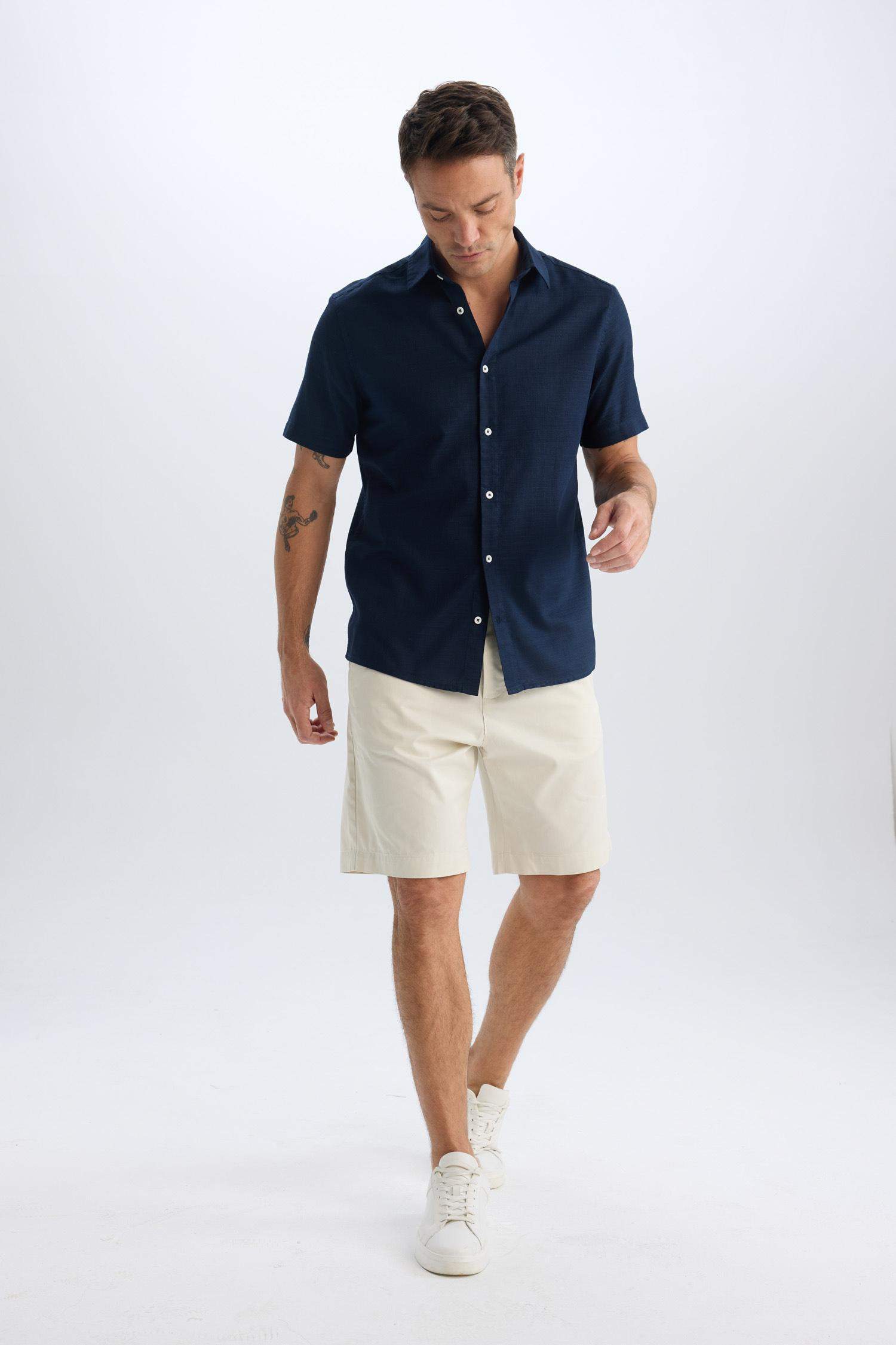 Regular Fit Gabardine Bermuda Shorts
