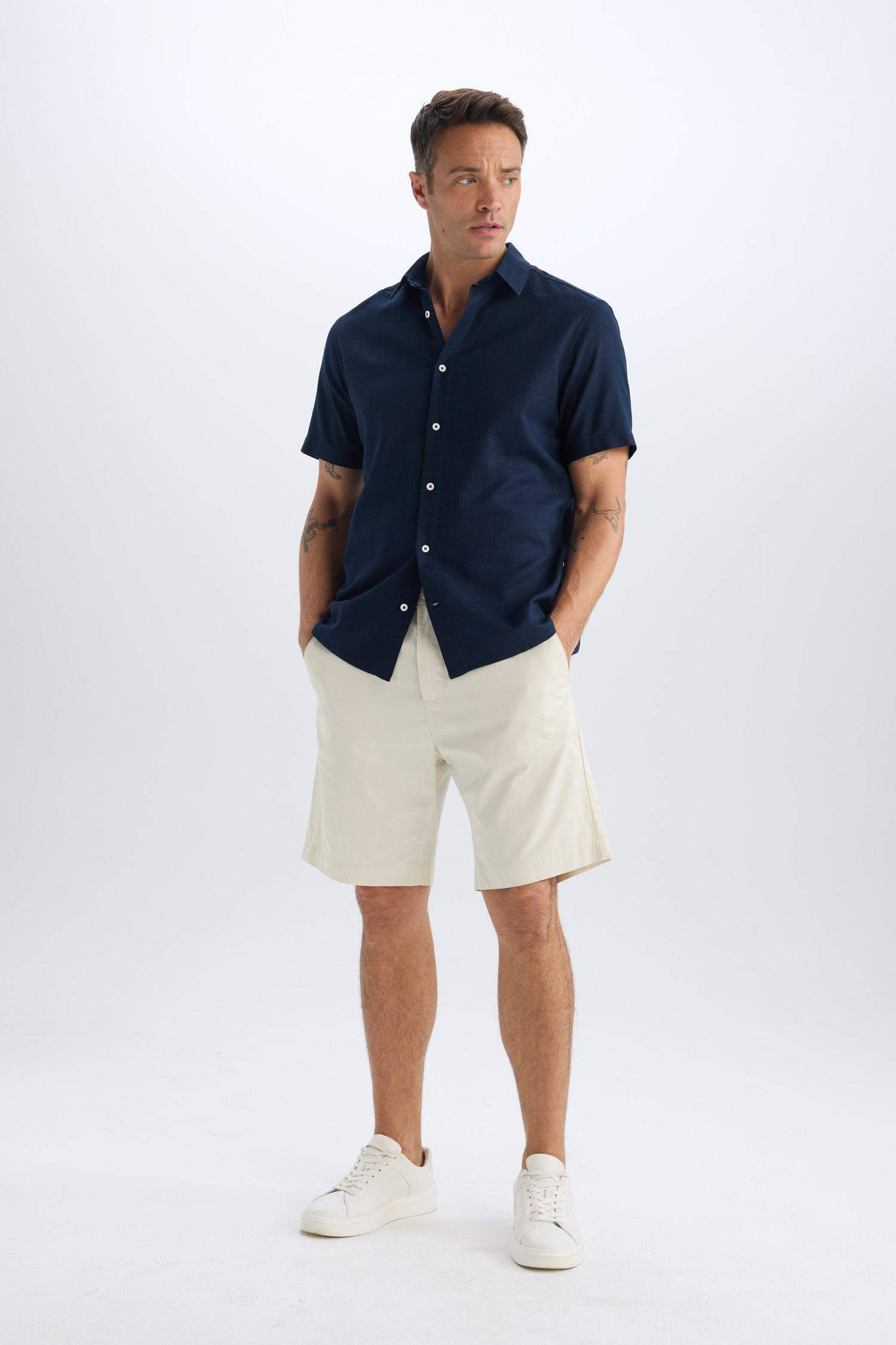 Regular Fit Gabardine Bermuda Shorts