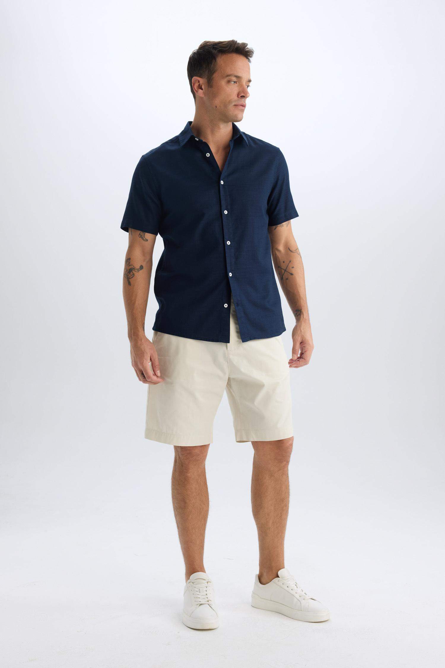 Regular Fit Gabardine Bermuda Shorts