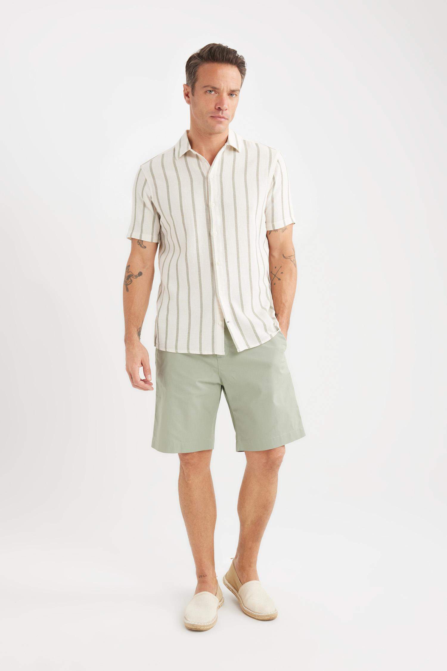 %100 Pamuk Regular Fit Gabardin Bermuda Şort