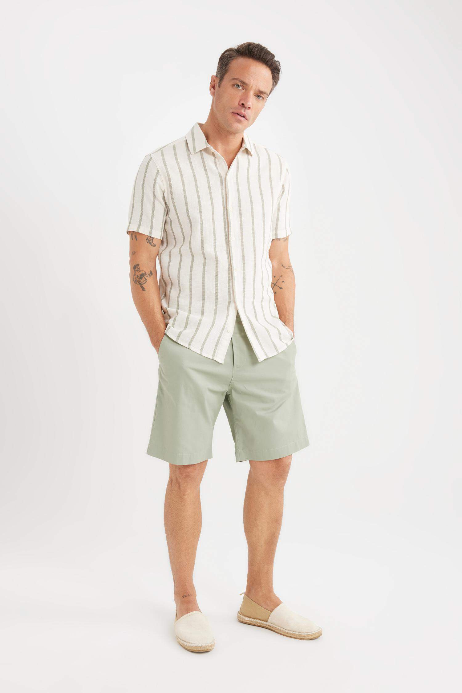 %100 Pamuk Regular Fit Gabardin Bermuda Şort