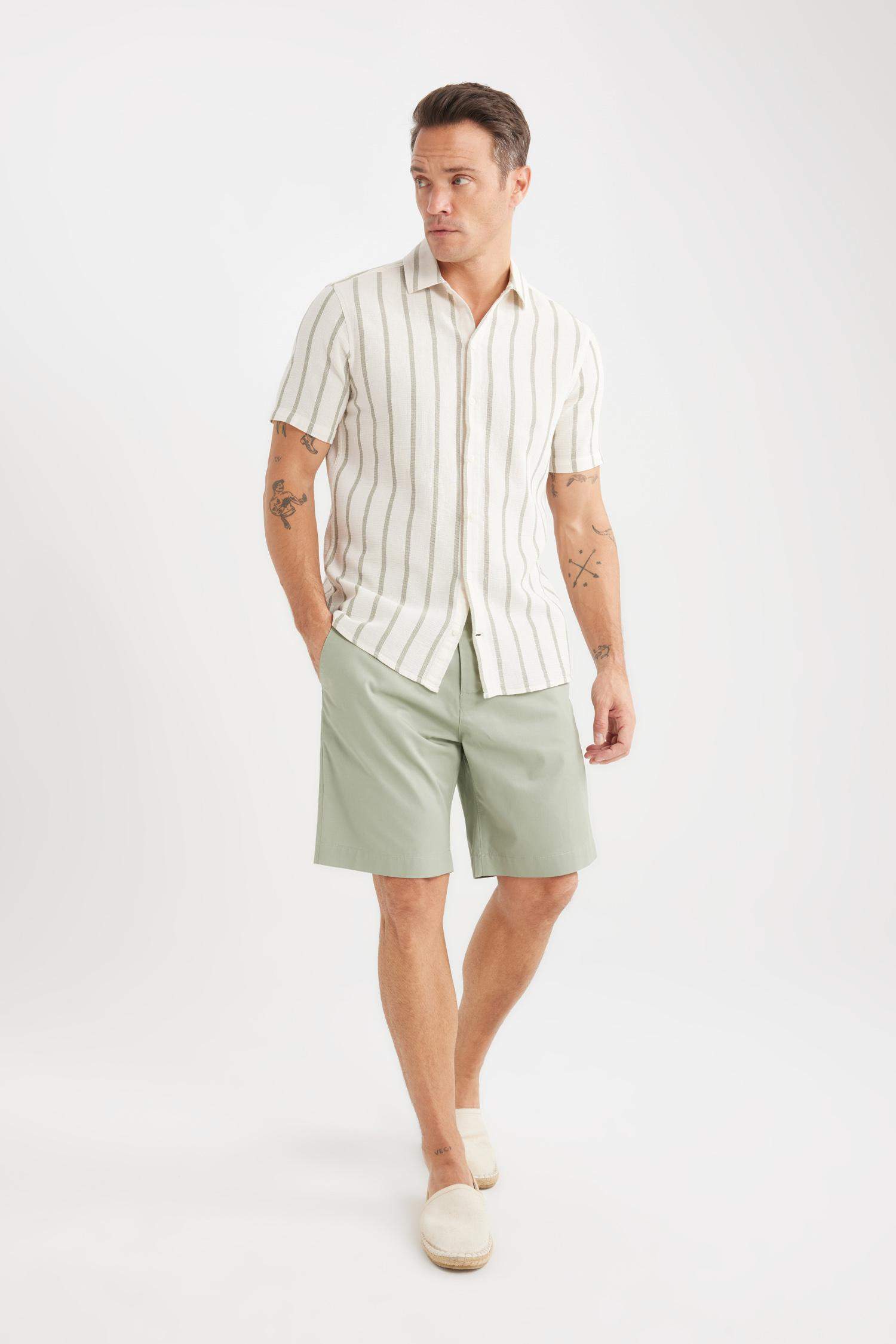 Regular Fit Gabardin Bermuda Şort