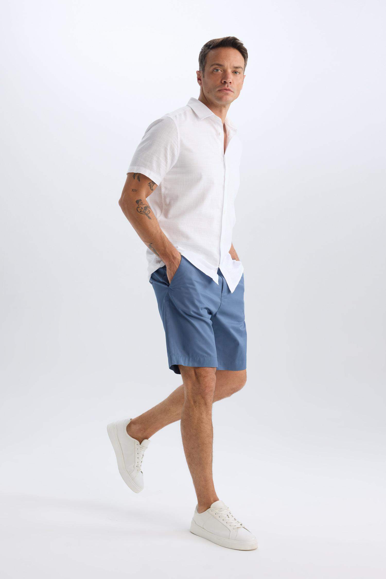 %100 Pamuk Regular Fit Gabardin Bermuda Şort