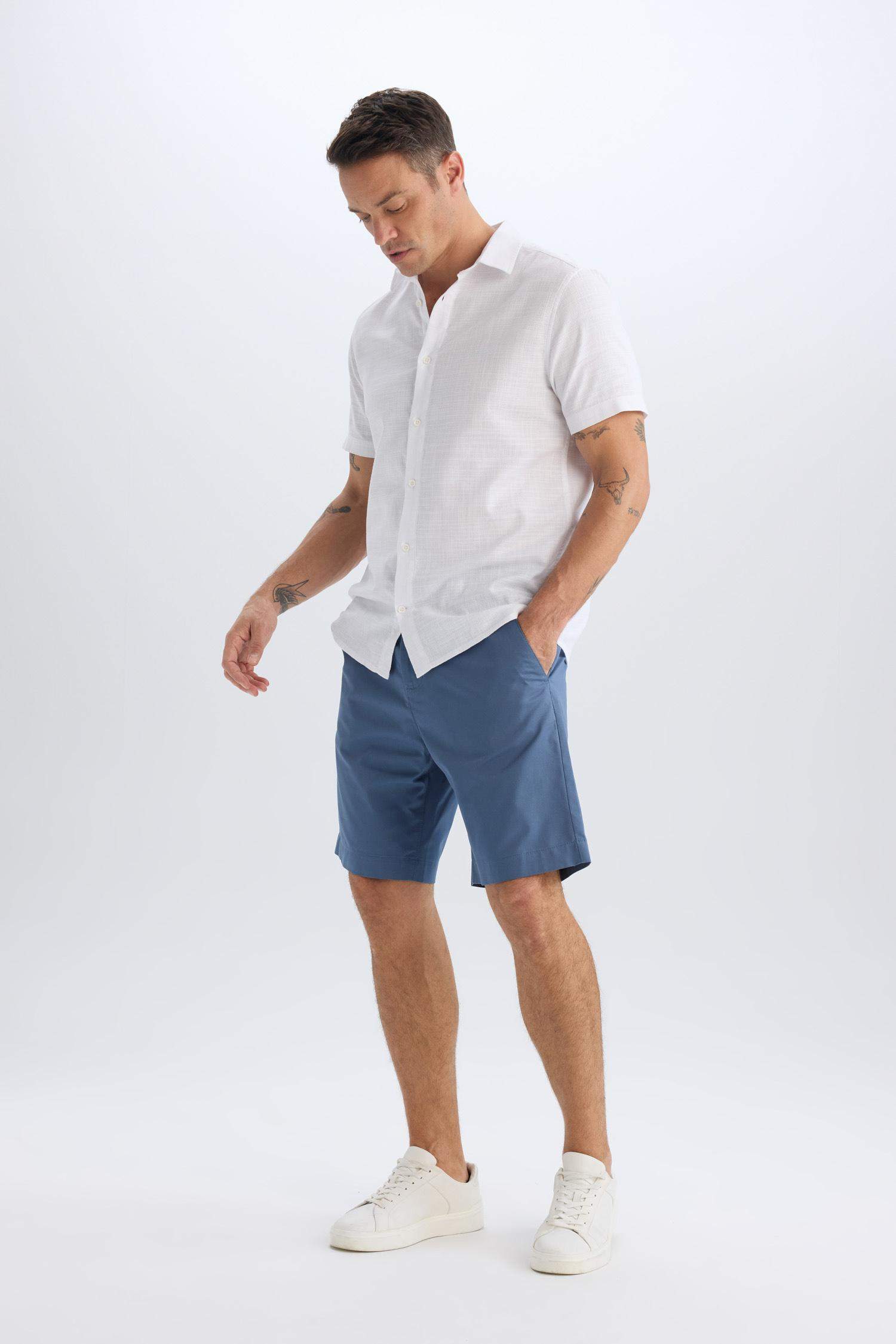 %100 Pamuk Regular Fit Gabardin Bermuda Şort