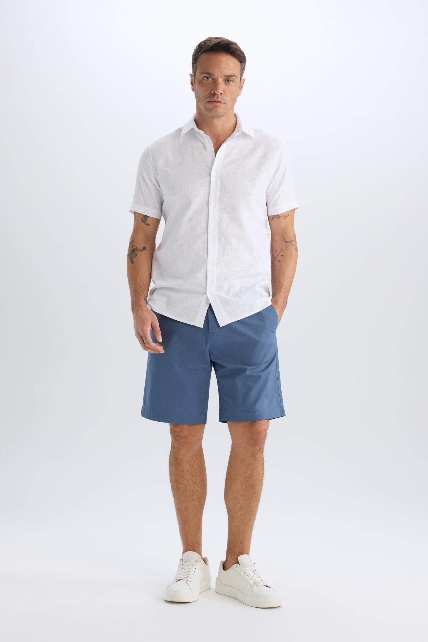 %100 Pamuk Regular Fit Gabardin Bermuda Şort