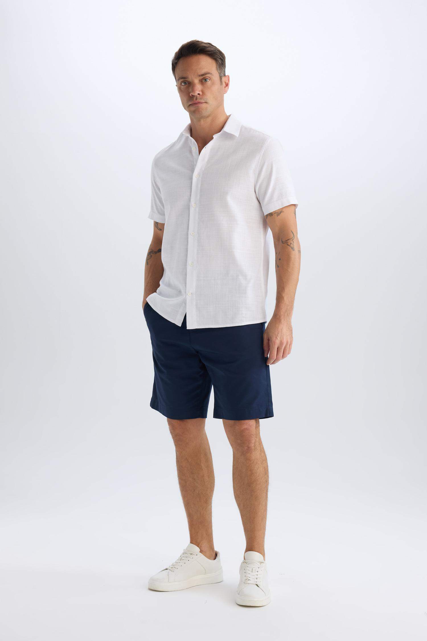 %100 Pamuk Regular Fit Gabardin Bermuda Şort