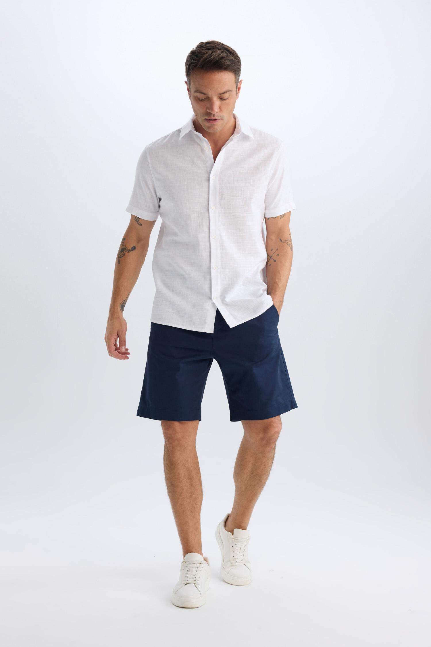 %100 Pamuk Regular Fit Gabardin Bermuda Şort