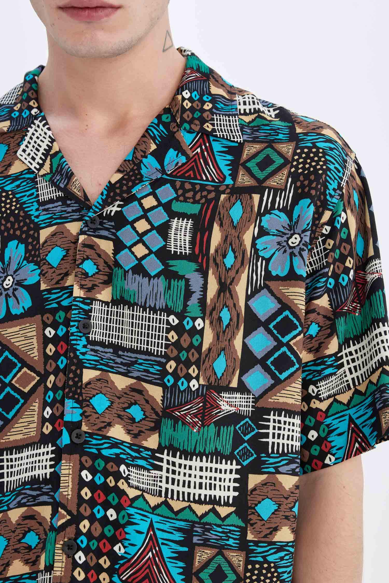 قميص نص ردن فيسكوز قصة عادية وياخة جاكيت