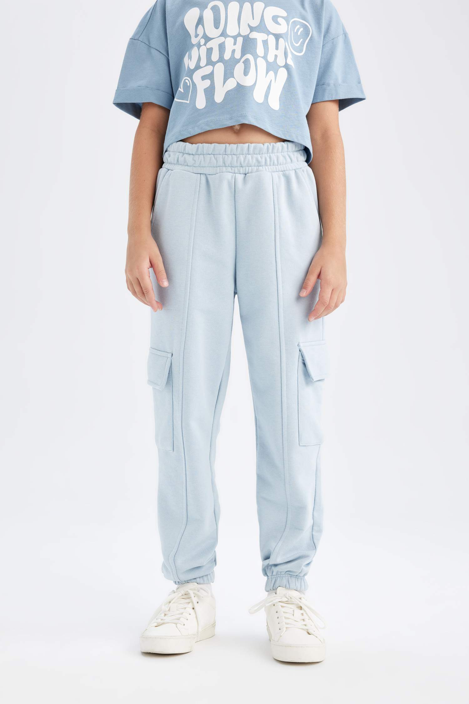 Kız Çocuk Kargo Cepli Beli Paçası Lastikli Jogger Eşofman Altı