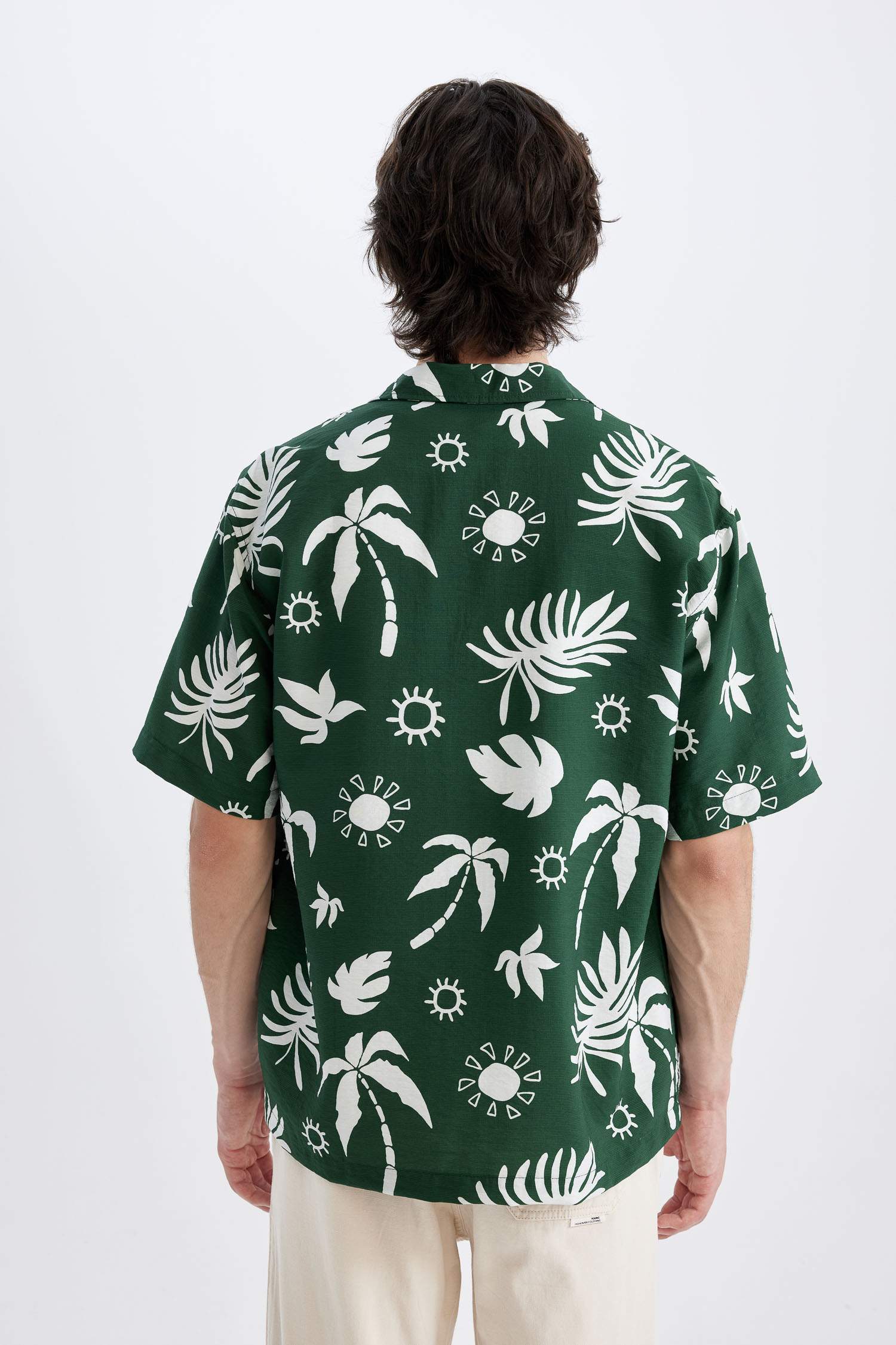 Relax Fit Printed Viscose Hawaiian Shirt