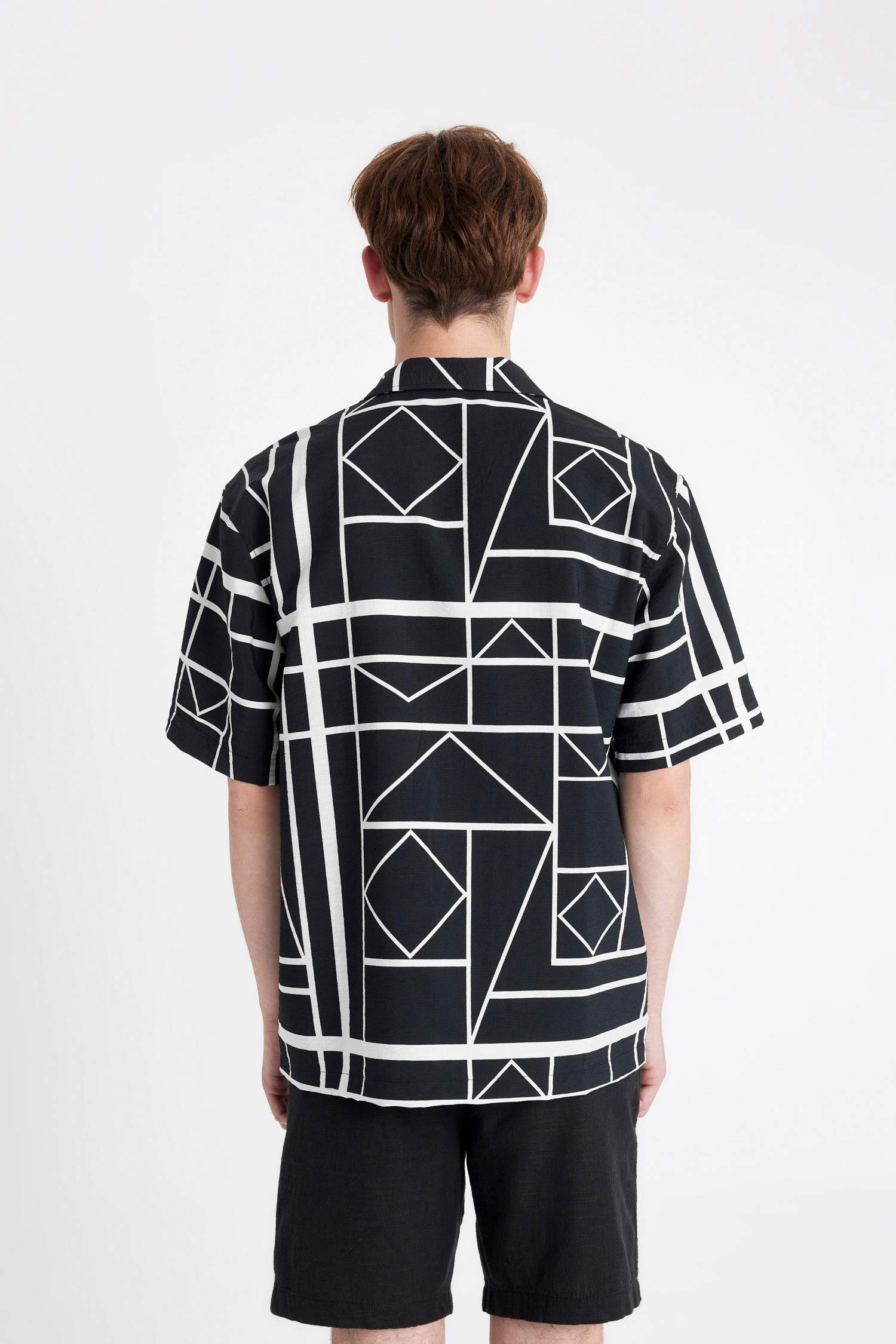 Relax Fit Printed Viscose Short Sleeve Shirt