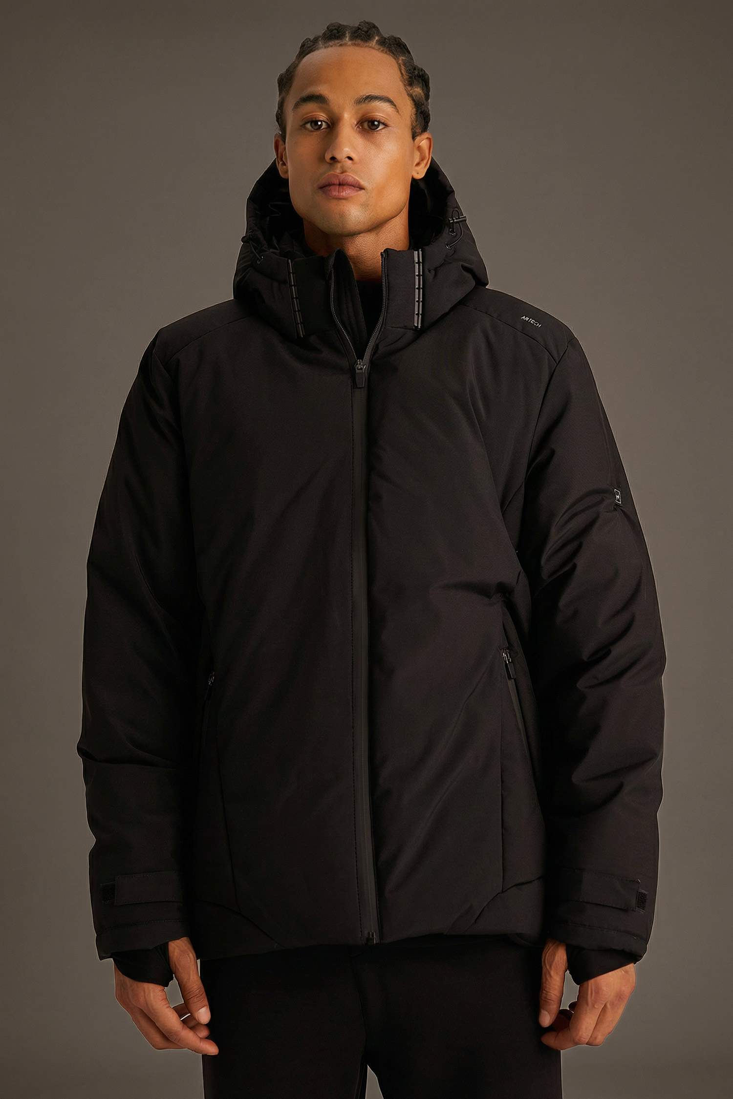 Defactofit USB Heated Waterproof Windproof Hooded Zippered Winter Ski Jacket