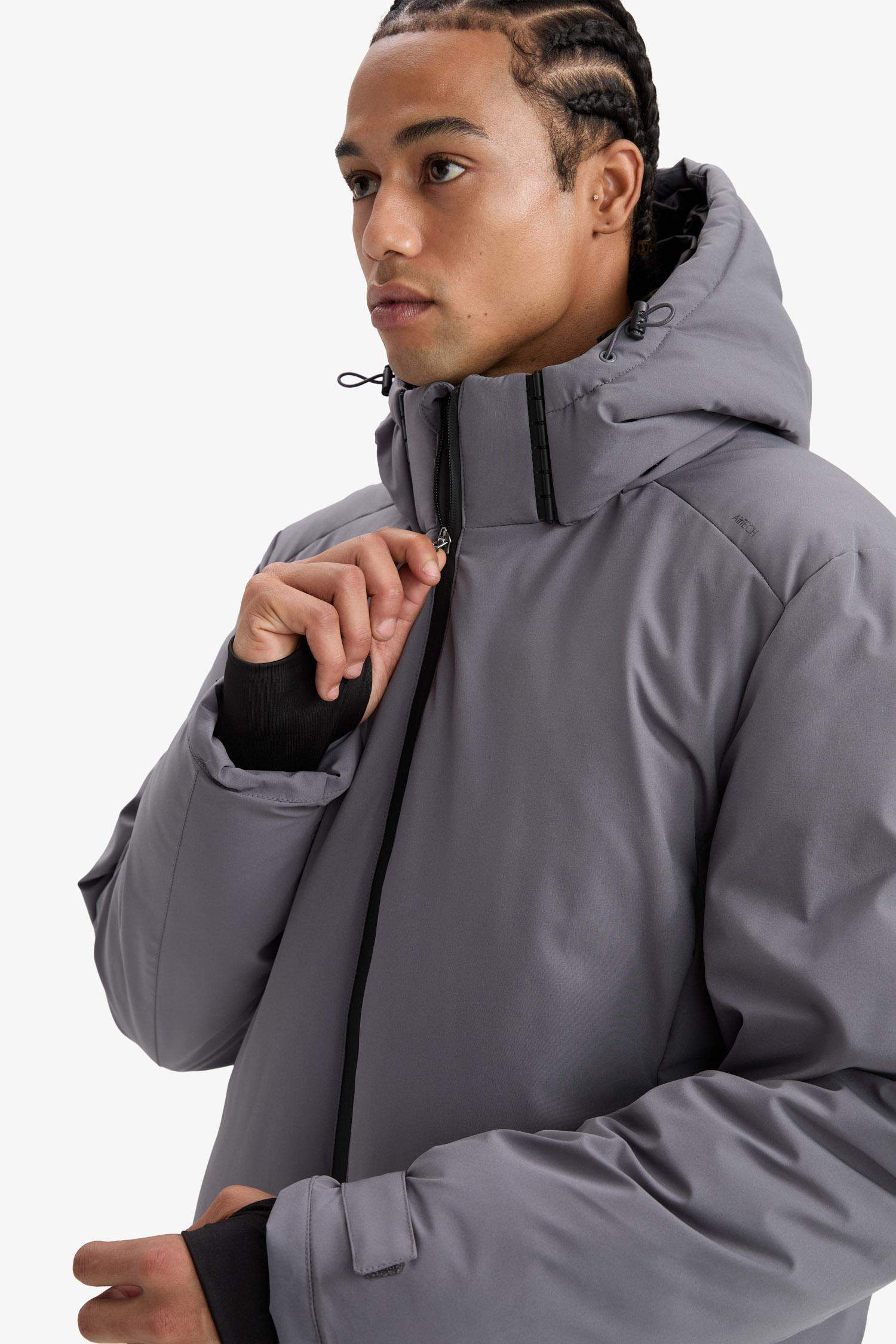 Defactofit USB Heated Waterproof Windproof Hooded Zippered Winter Ski Jacket