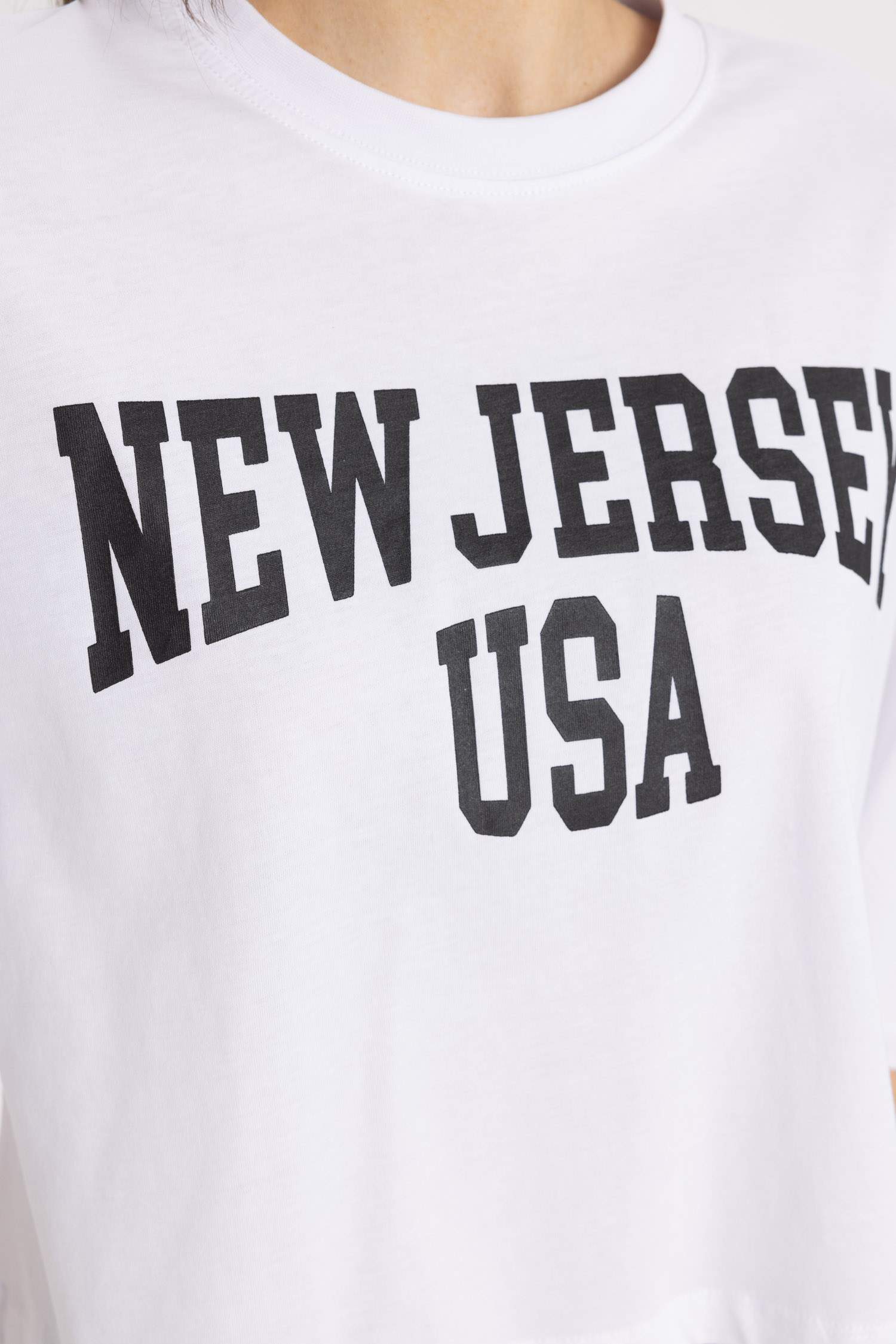 Oversize Geniş Kalıp Bisiklet Yaka Baskılı Kısa Kollu Tişört