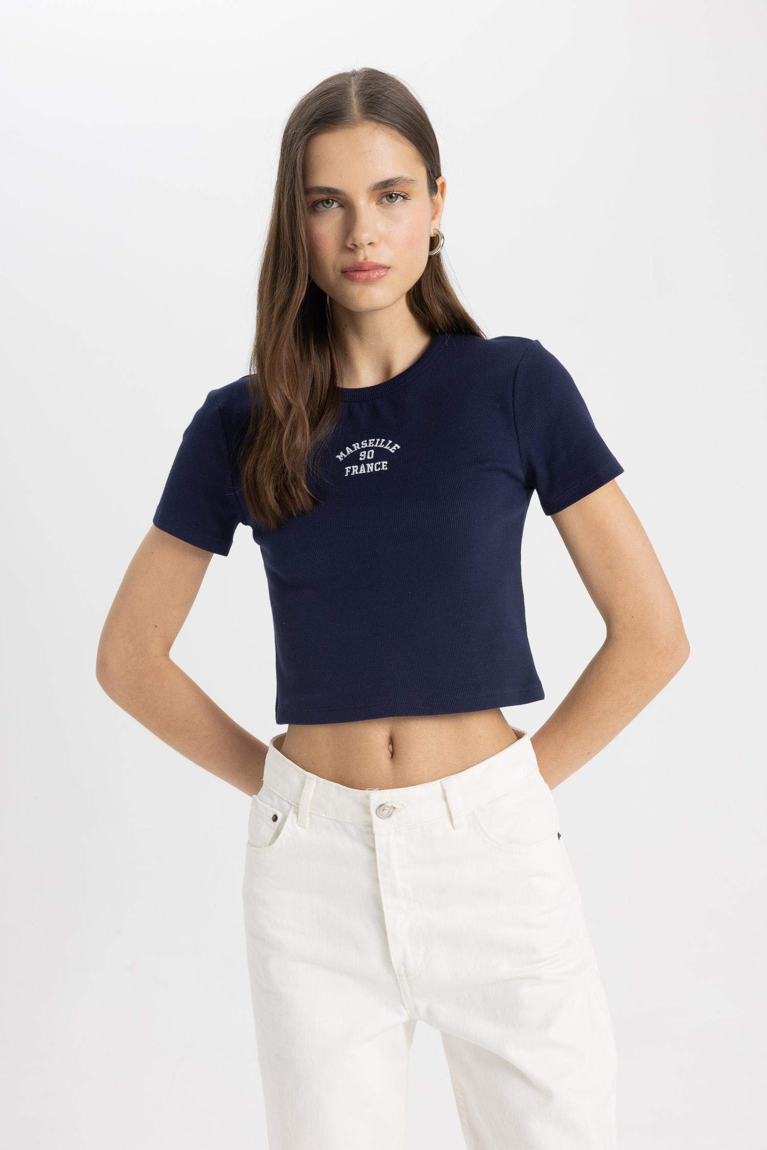 T-Shirt Slim imprimé Manches Courtes Col Rond