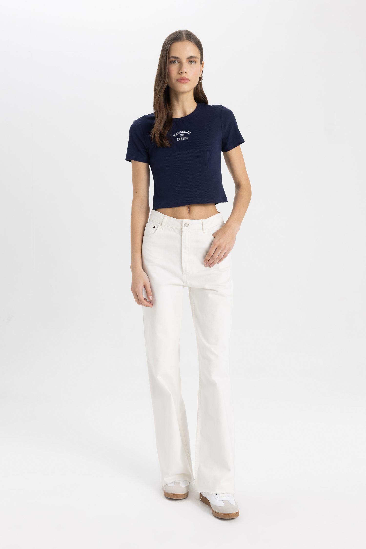 T-Shirt Slim imprimé Manches Courtes Col Rond