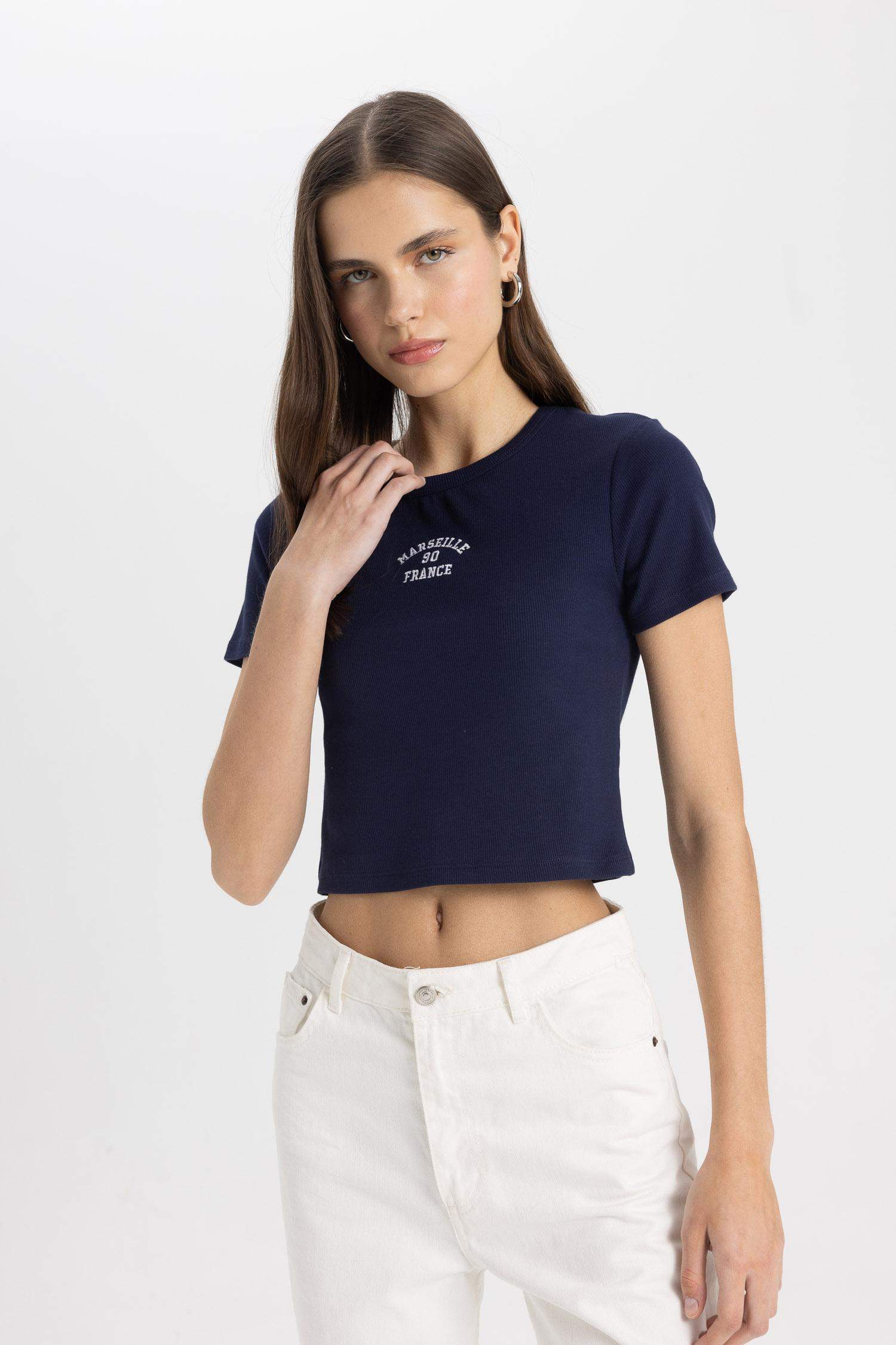 T-Shirt Slim imprimé Manches Courtes Col Rond