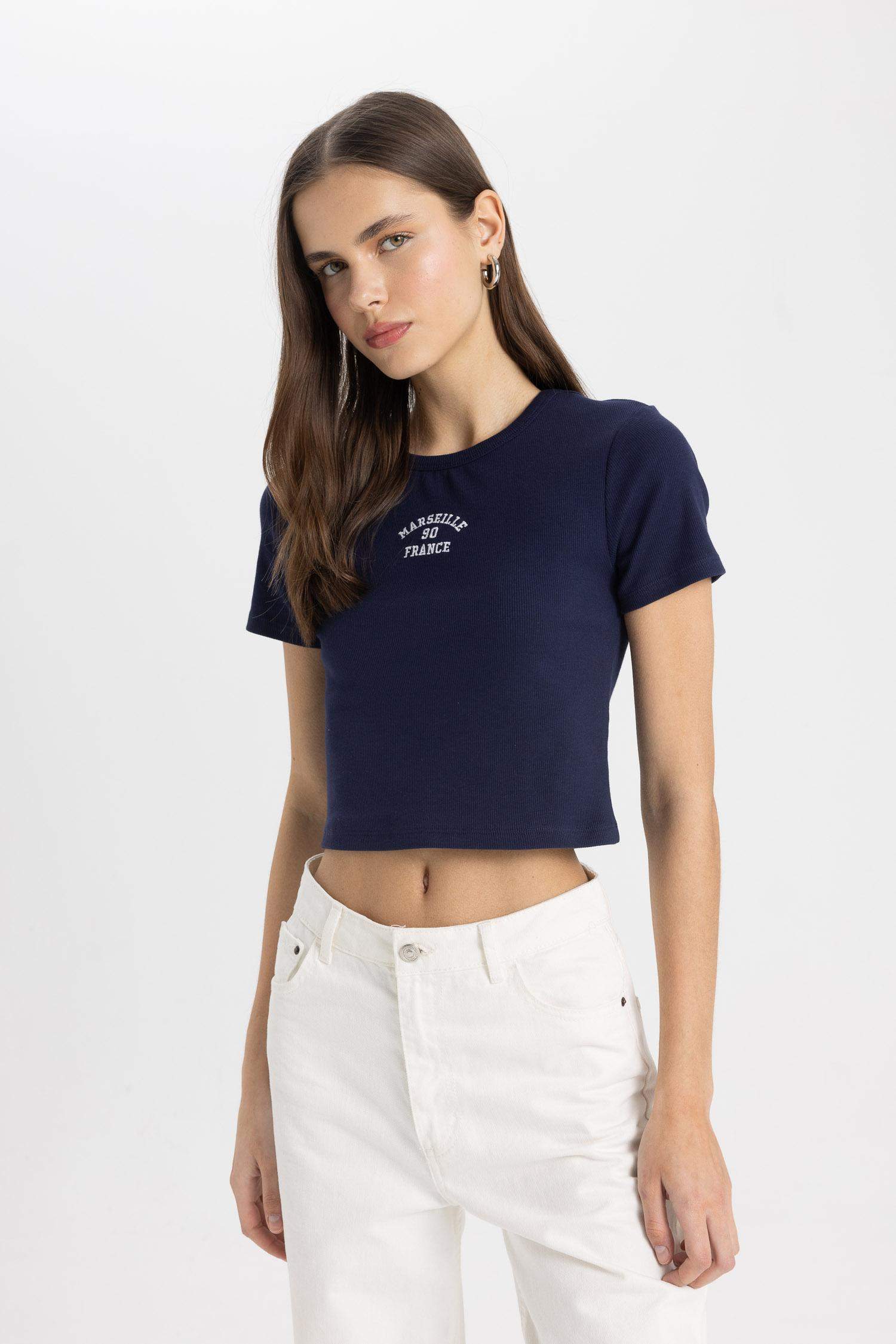 T-Shirt Slim imprimé Manches Courtes Col Rond