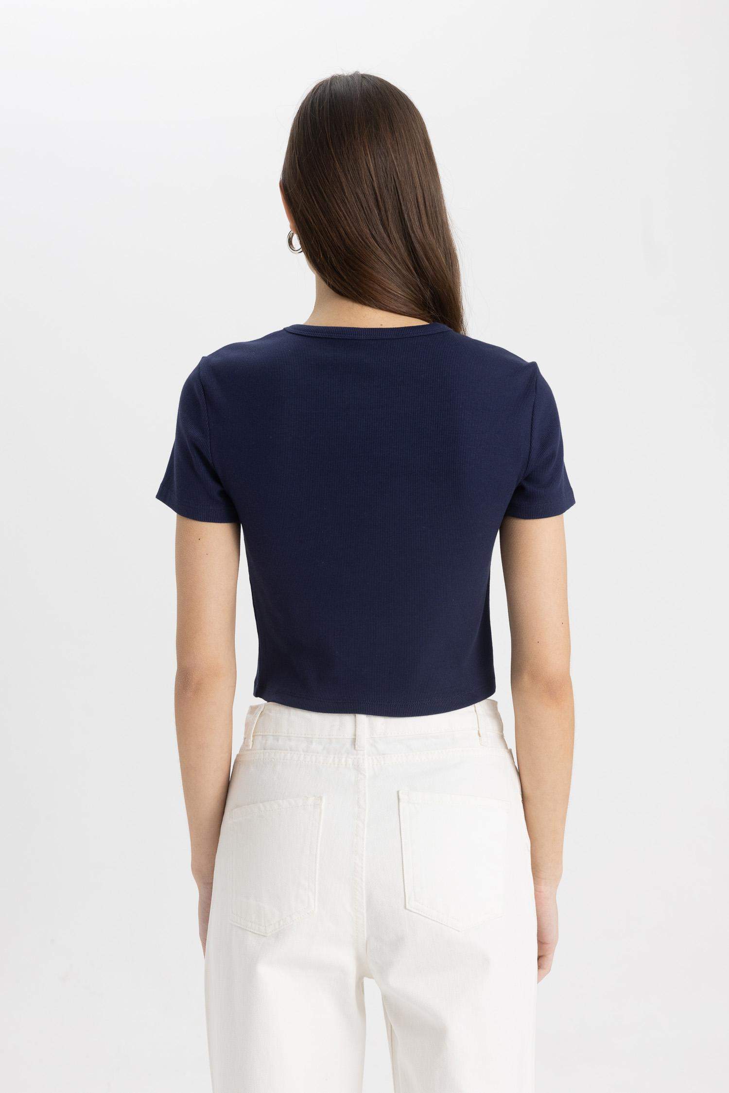 T-Shirt Slim imprimé Manches Courtes Col Rond