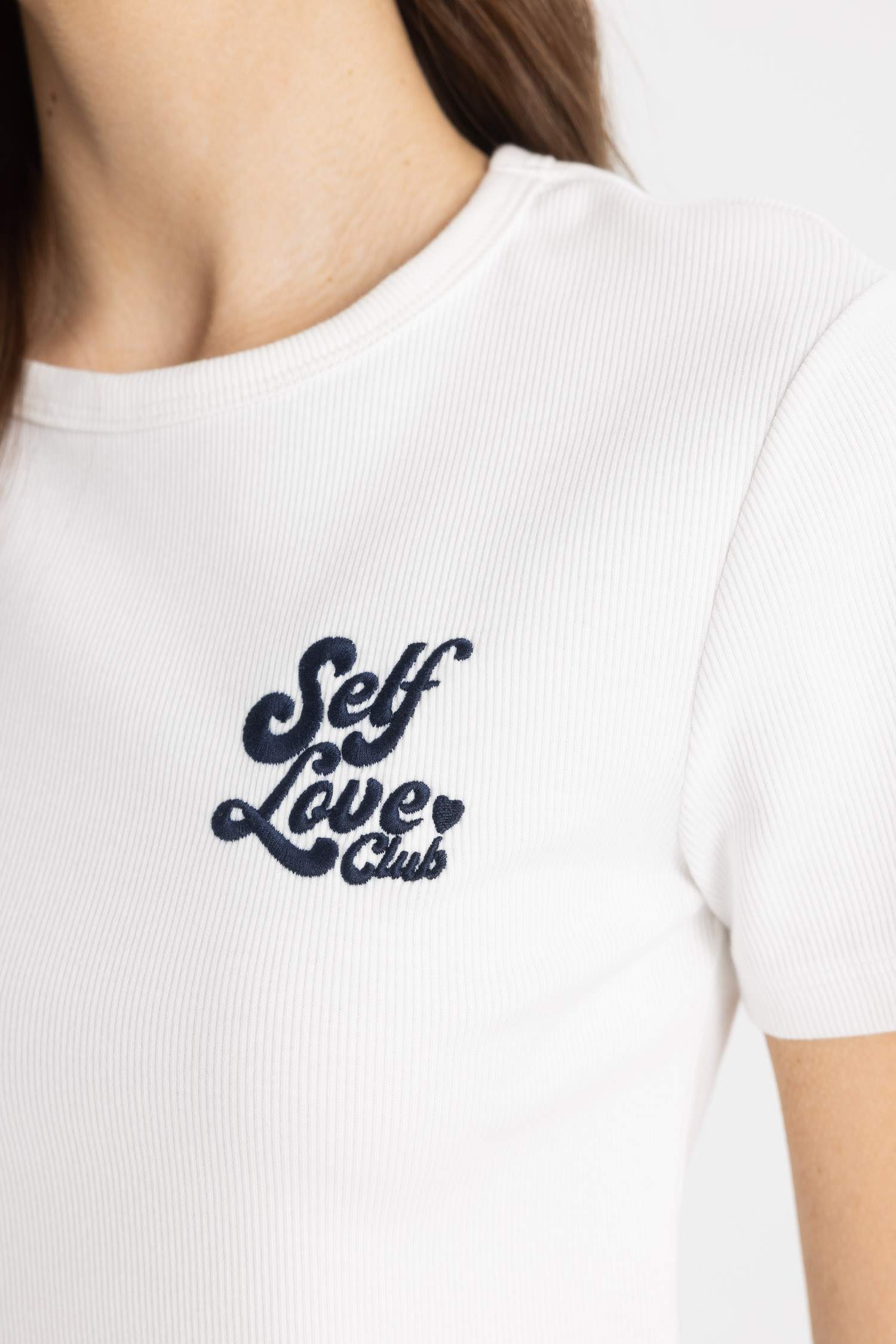 Fitted Bisiklet Yaka Baskılı Kısa Kollu Tişört