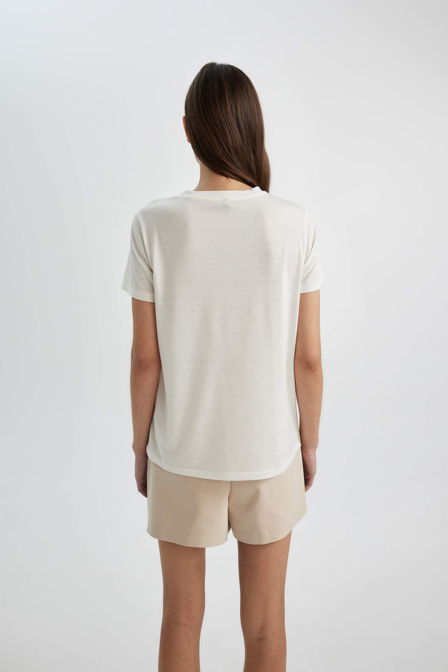 T-Shirt à motif Léopard coupe régulière Col Rond à Manches Courtes