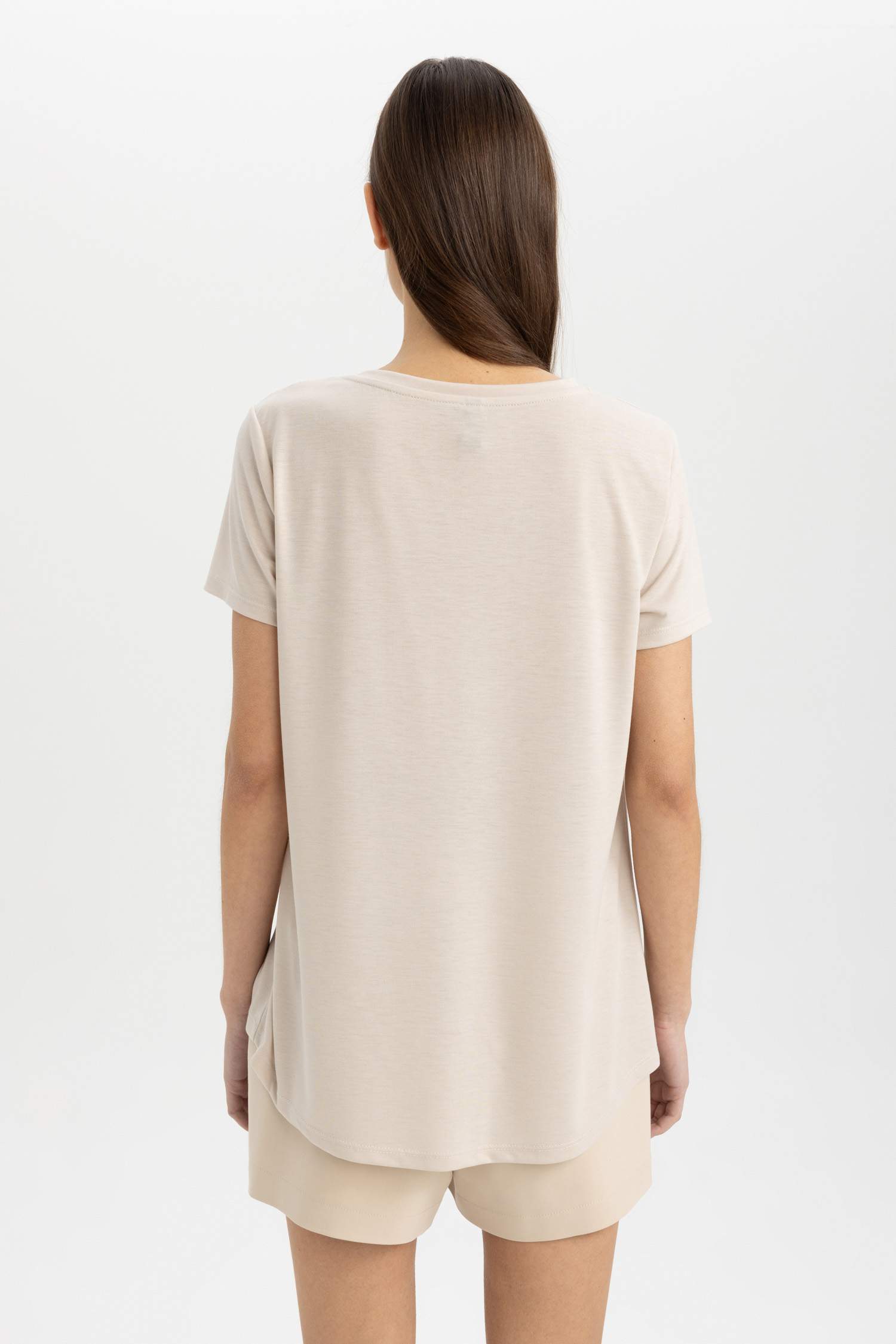 Relax Fit Bisiklet Yaka Baskılı Kısa Kollu Tişört