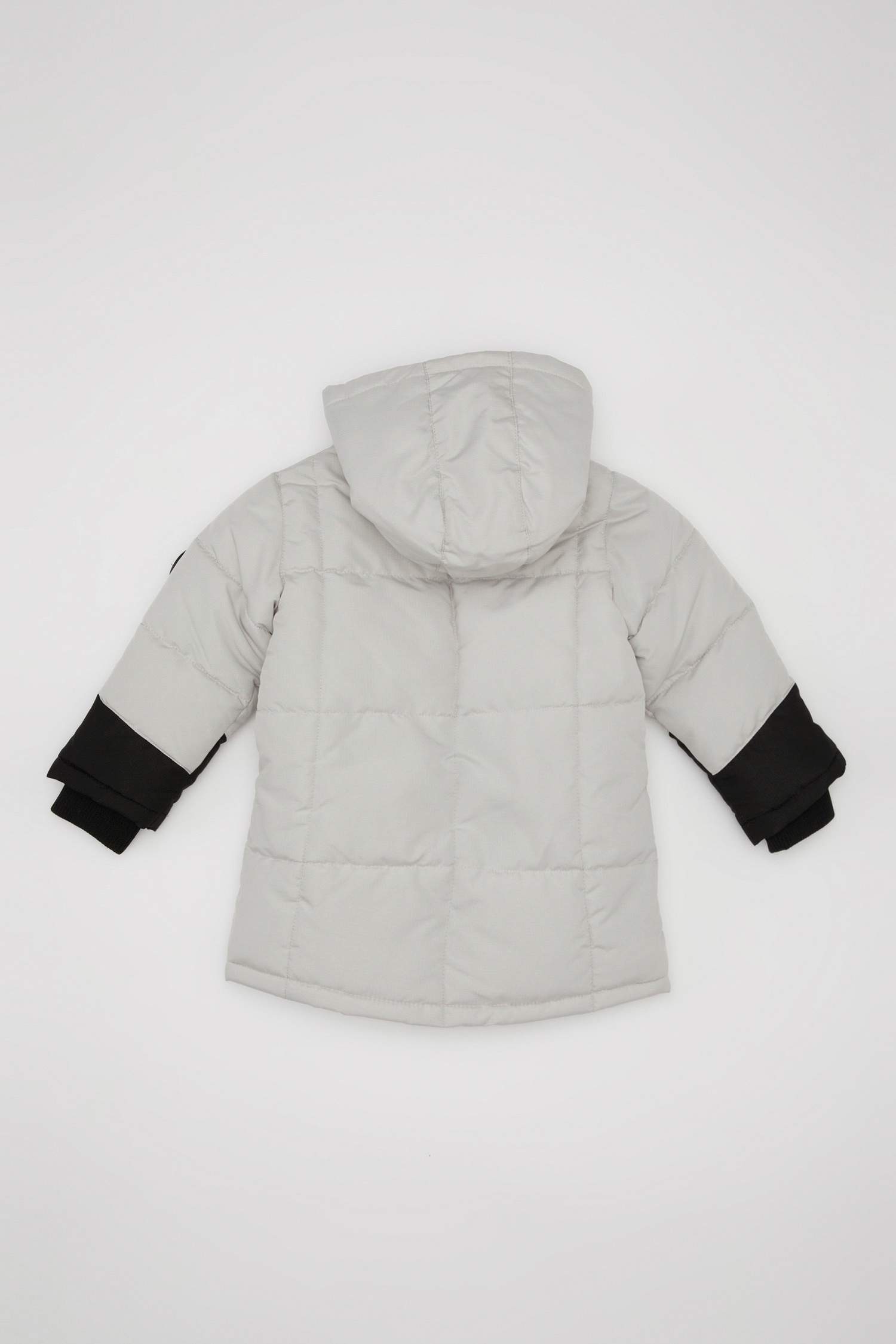 Erkek Bebek Su Geçirmez Polarlı Çok Renkli Ribana Kollu Kapüşonlu Şişme Mont