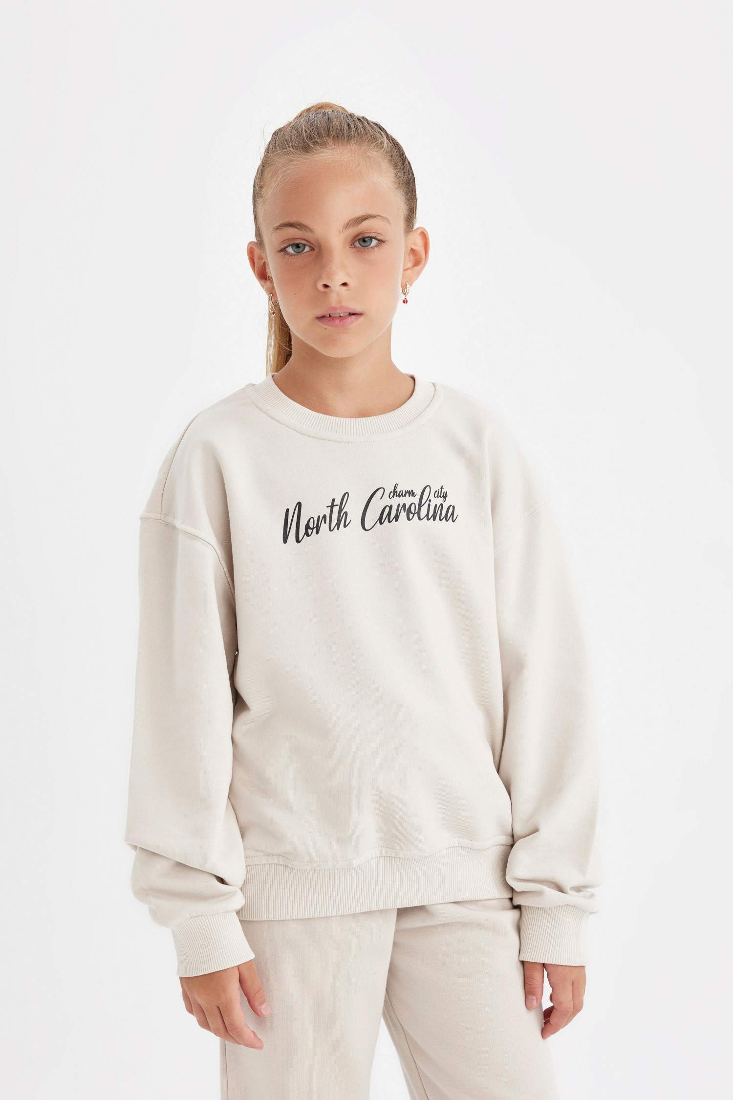 Sweat-shirt imprimé à Coupe Régulière et Col rond pour Fille