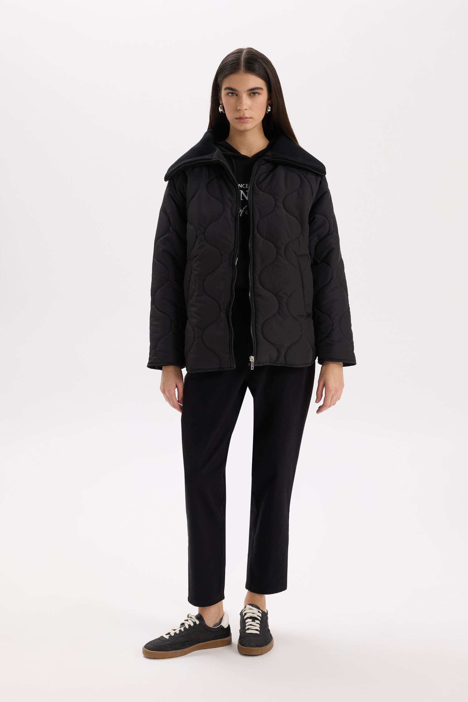 Su Geçirmez Mevsimlik Mont Kapitoneli Fermuarlı Cepli Hafif