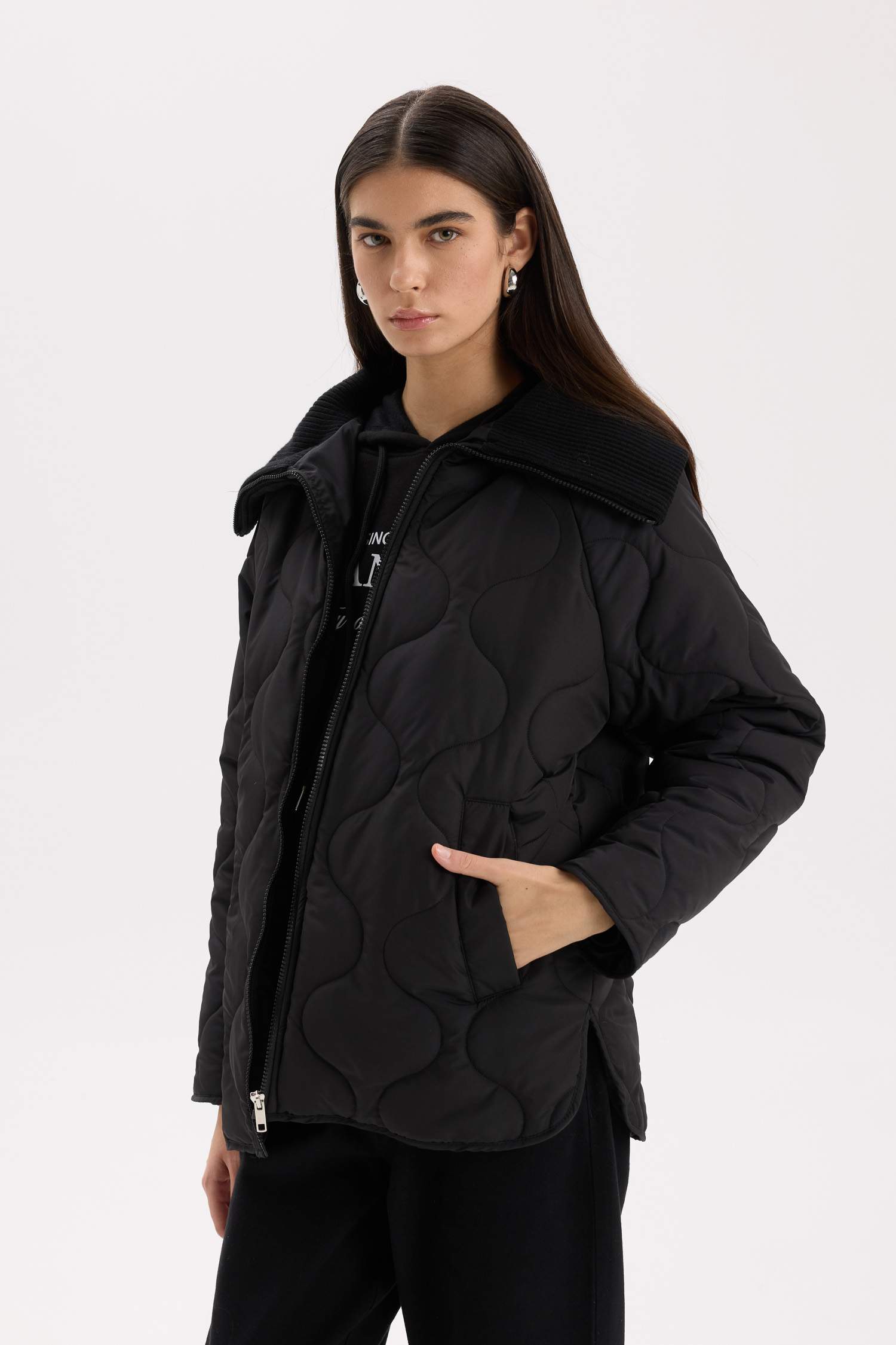 Su Geçirmez Mevsimlik Mont Kapitoneli Fermuarlı Cepli Hafif